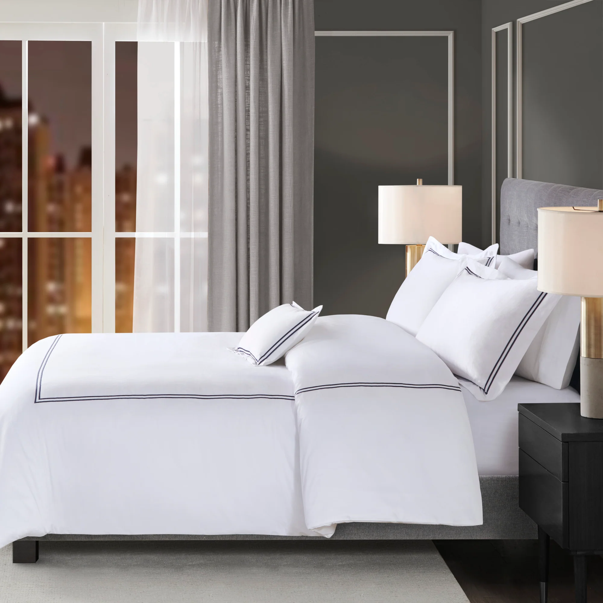 500 Thread Count Luxury Collection 100% Cotton Sateen Embroidered Comforter Set - Image 21