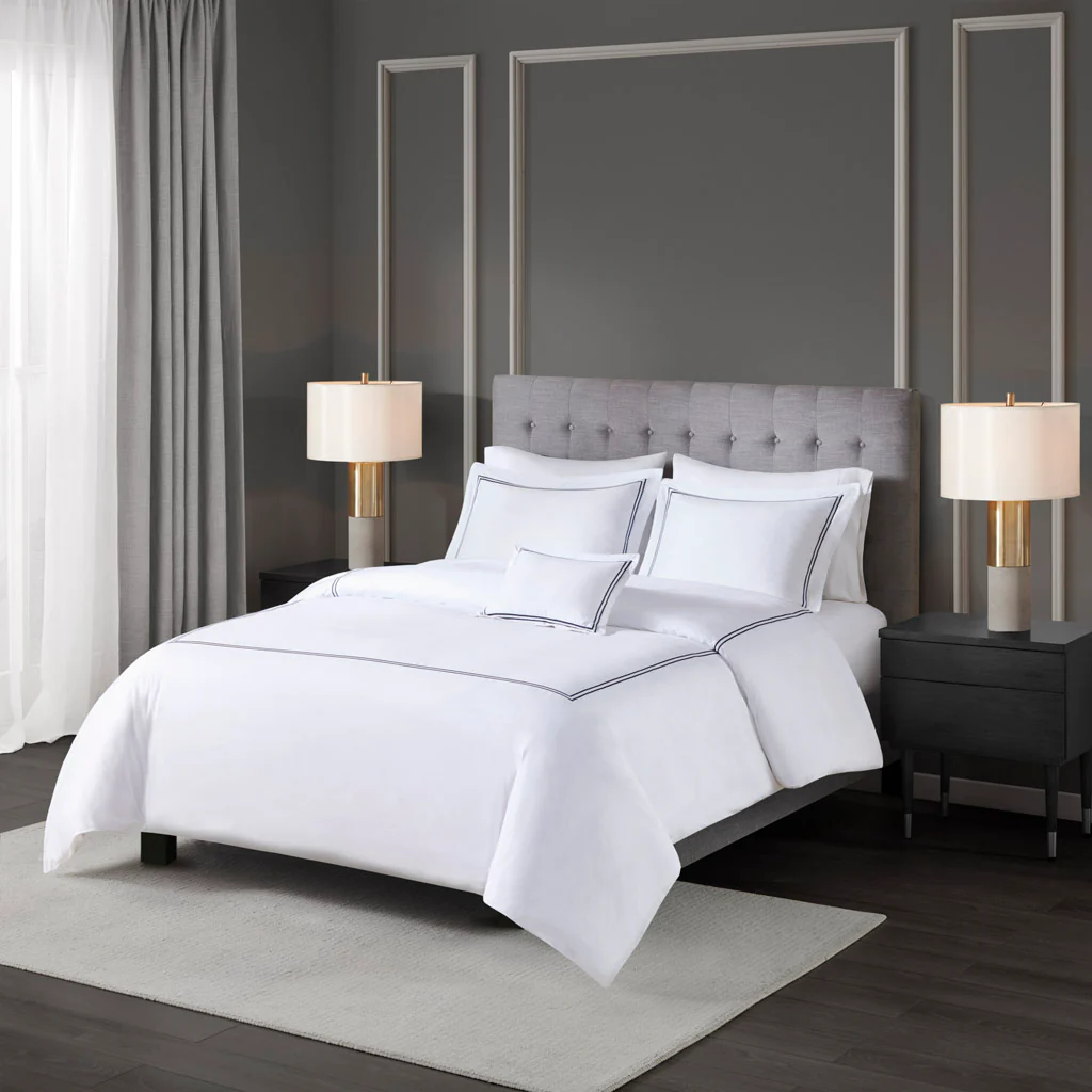 500 Thread Count Luxury Collection 100% Cotton Sateen Embroidered Duvet Cover Set - Image 3