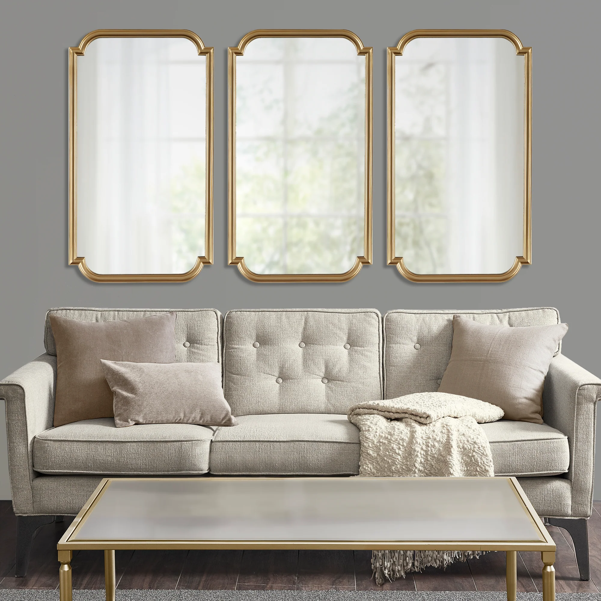 Adelaide Gold Scalloped Wood Wall Mirror - Image 3