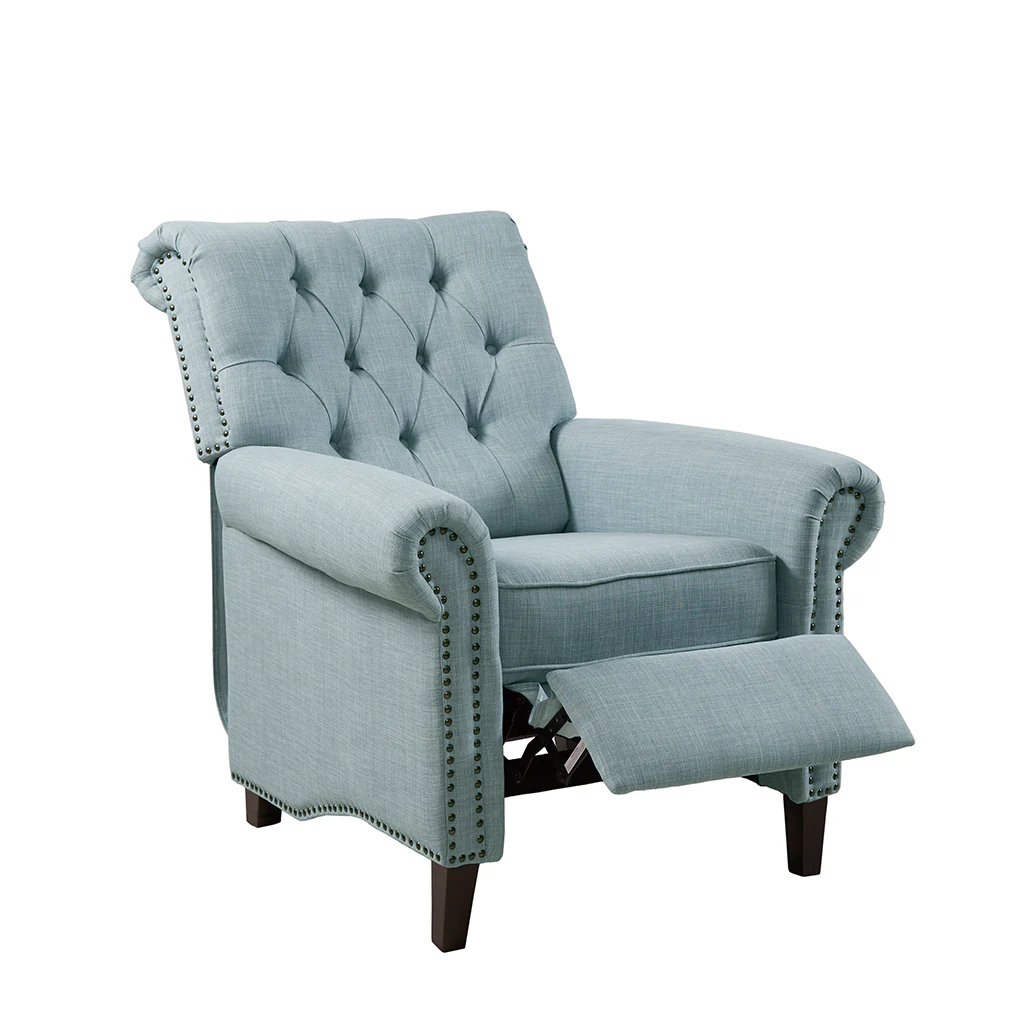 Aidan Upholstered Manual Push Back Recliner Chair with Nailheads - Image 15