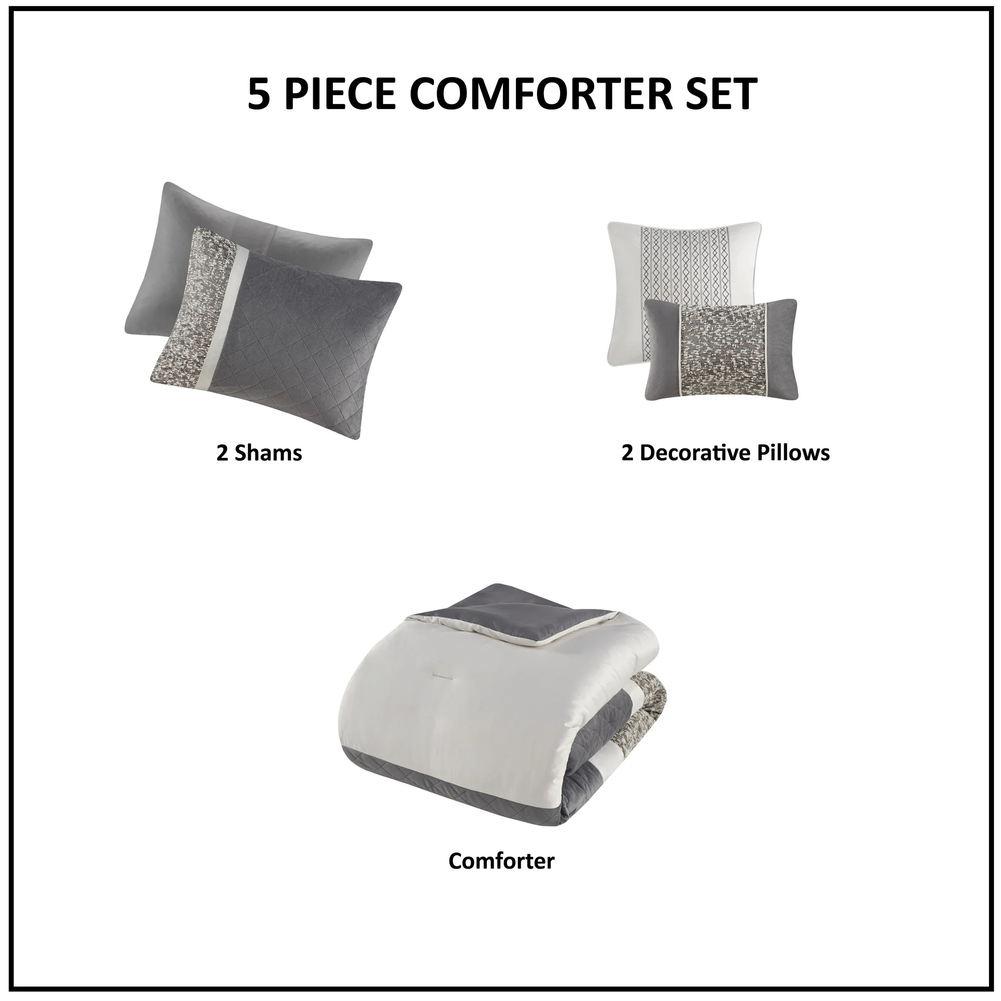 Amelia 5-Piece Textured Jacquard Stripe Comforter Set with Throw Pillows - Image 16