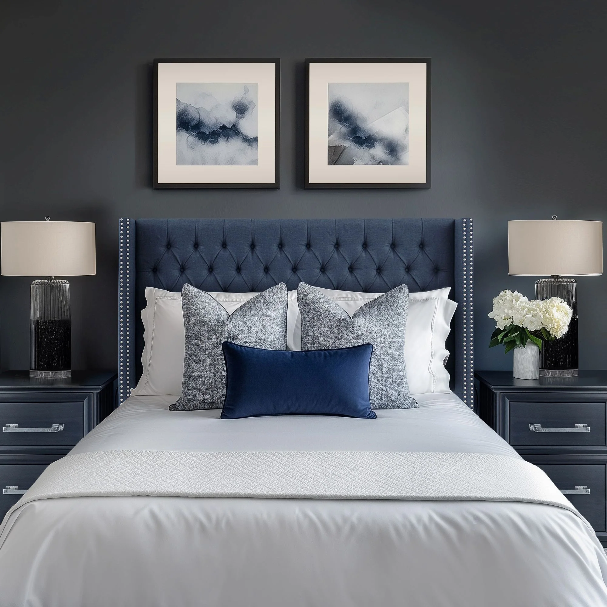 Amelia Upholstered Wingback Headboard with Button Tufting & Nailhead Trim - Image 10