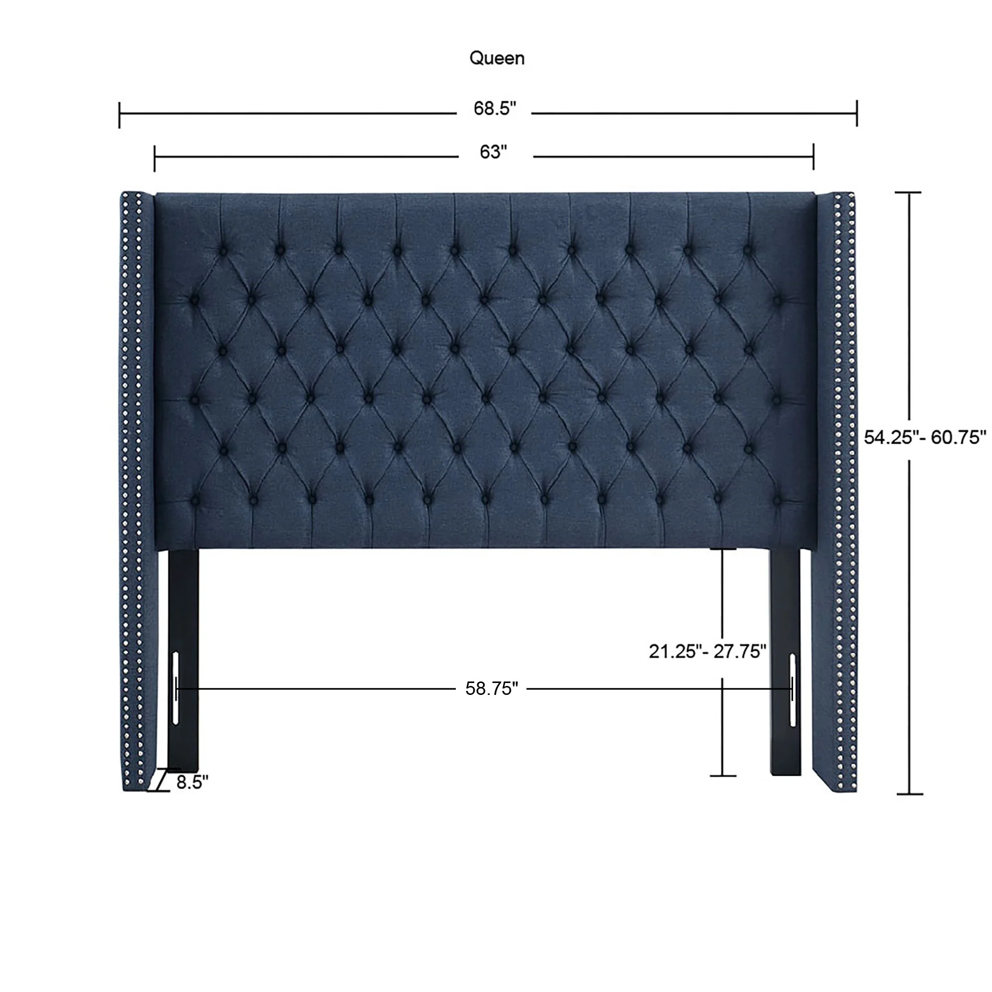 Amelia Upholstered Wingback Headboard with Button Tufting & Nailhead Trim - Image 38