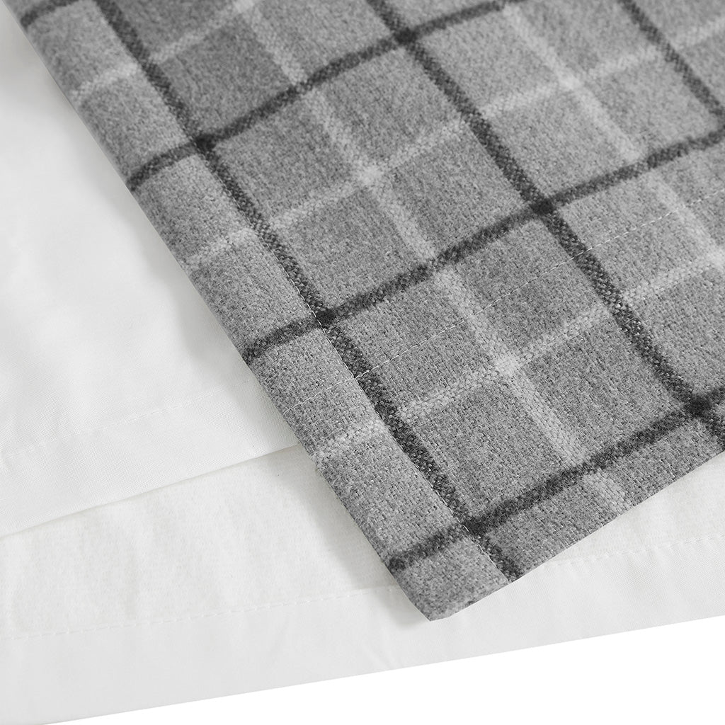 Anaheim Plaid Faux Leather Tab Top Curtain Panel with Fleece Lining - Image 22