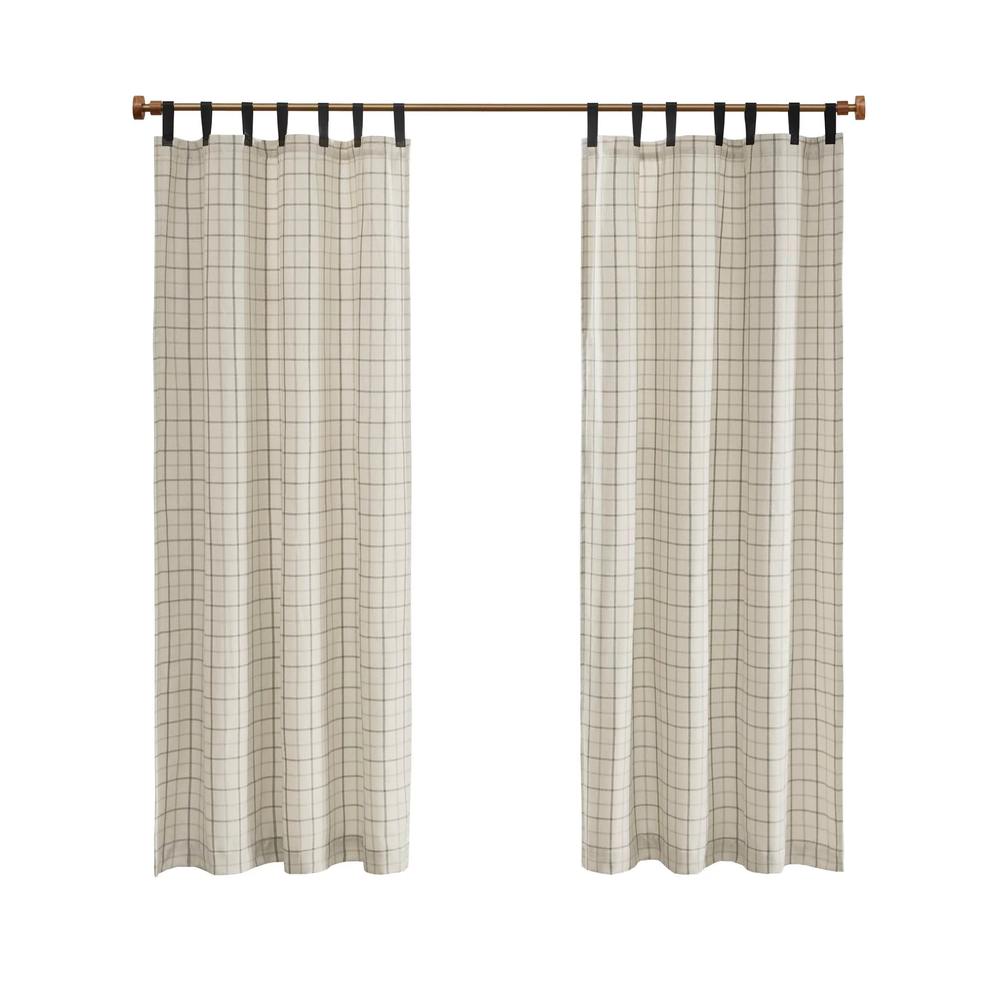Anaheim Plaid Faux Leather Tab Top Curtain Panel with Fleece Lining - Image 33