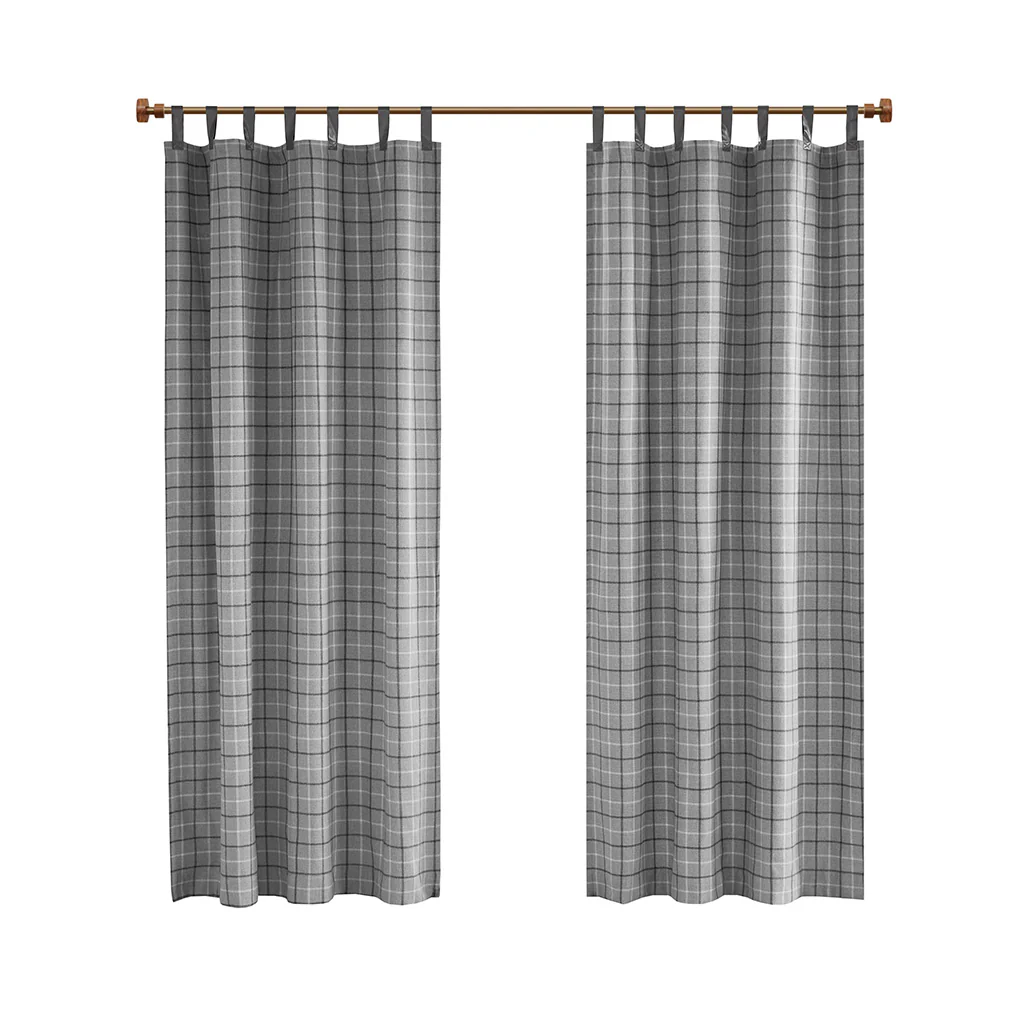 Anaheim Plaid Faux Leather Tab Top Curtain Panel with Fleece Lining - Image 7