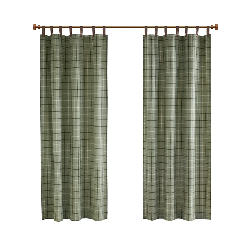 Anaheim Plaid Faux Leather Tab Top Curtain Panel with Fleece Lining - Image 8