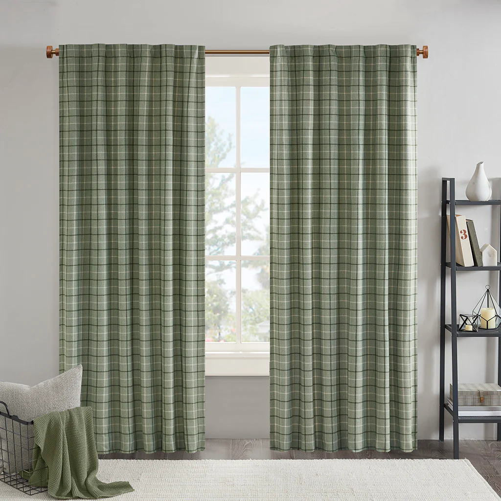Anaheim Plaid Rod Pocket and Back Tab Curtain Panel with Fleece Lining - Image 3