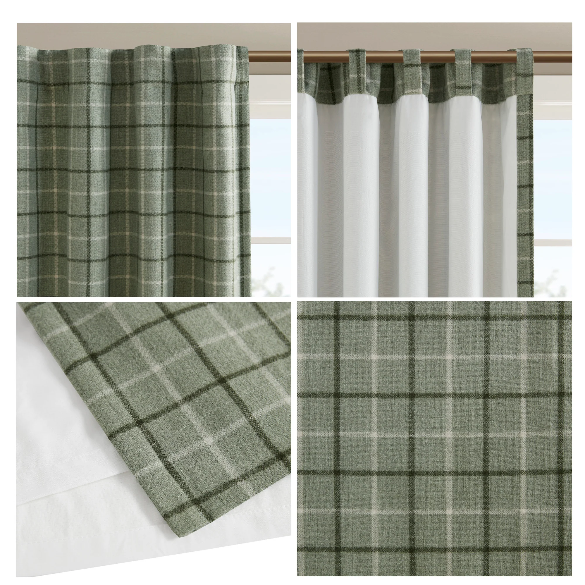Anaheim Plaid Rod Pocket and Back Tab Curtain Panel with Fleece Lining - Image 42