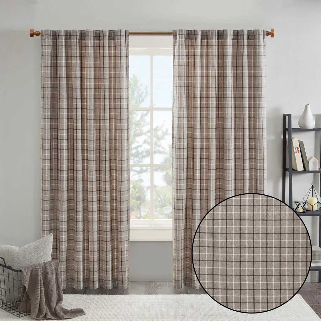Anaheim Plaid Rod Pocket and Back Tab Curtain Panel with Fleece Lining - Image 55