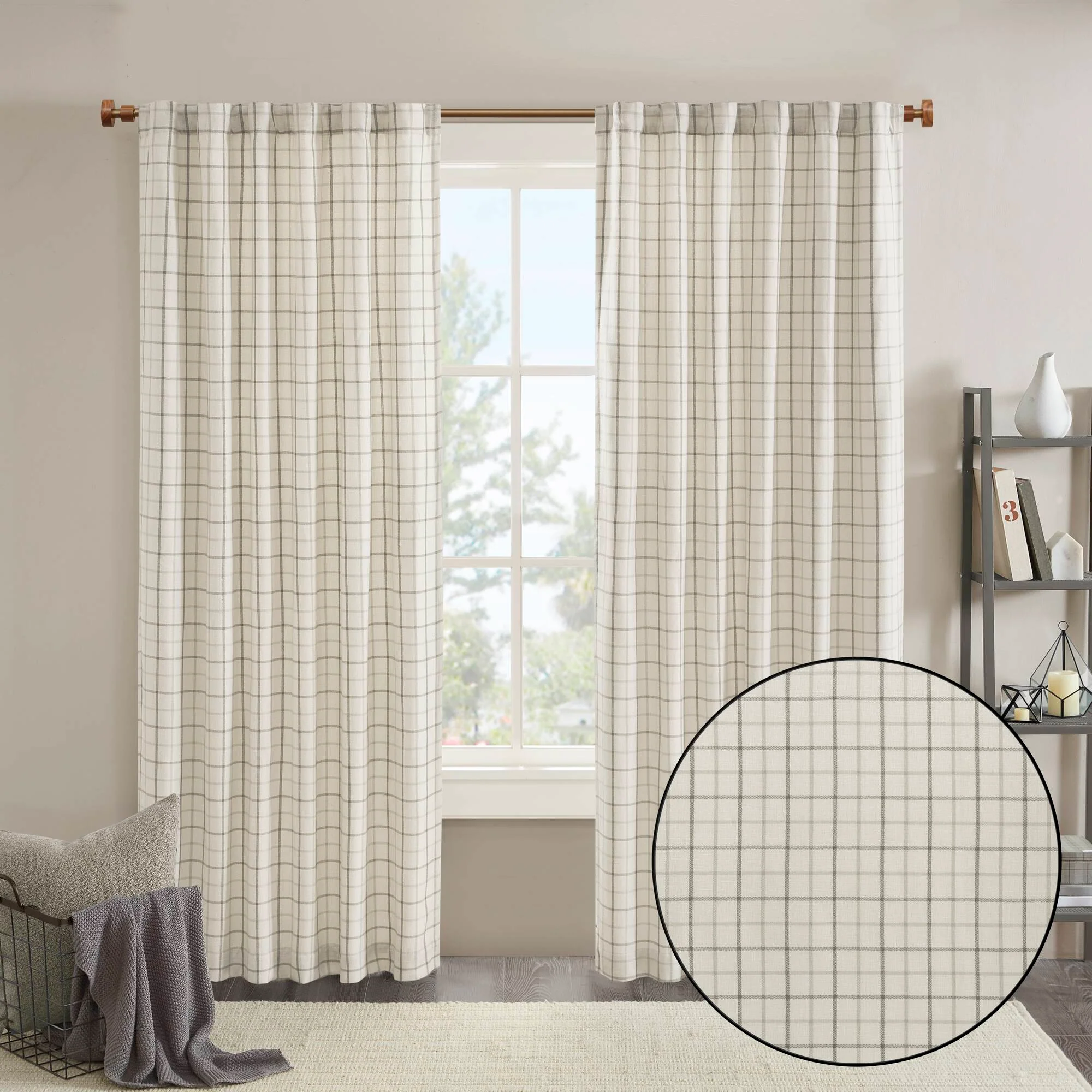 Anaheim Plaid Rod Pocket and Back Tab Curtain Panel with Fleece Lining - Image 59