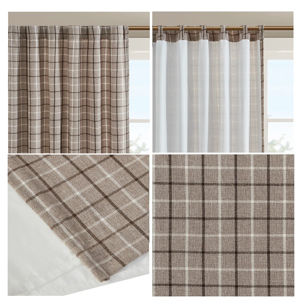 Anaheim Plaid Rod Pocket and Back Tab Curtain Panel with Fleece Lining - Image 60