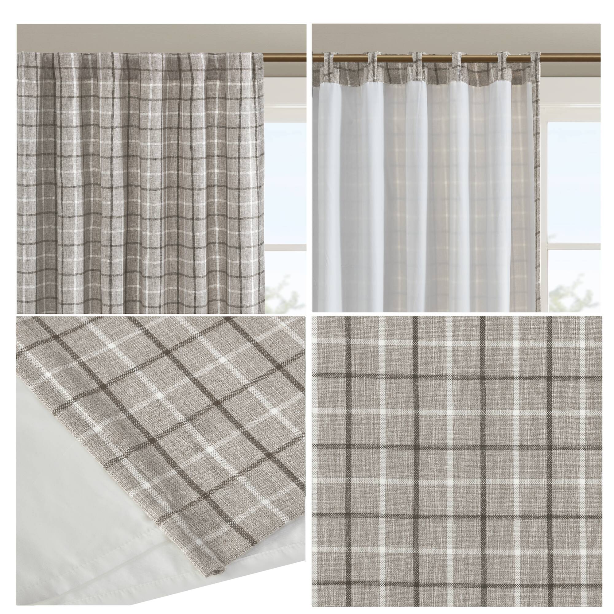 Anaheim Plaid Rod Pocket and Back Tab Curtain Panel with Fleece Lining - Image 62