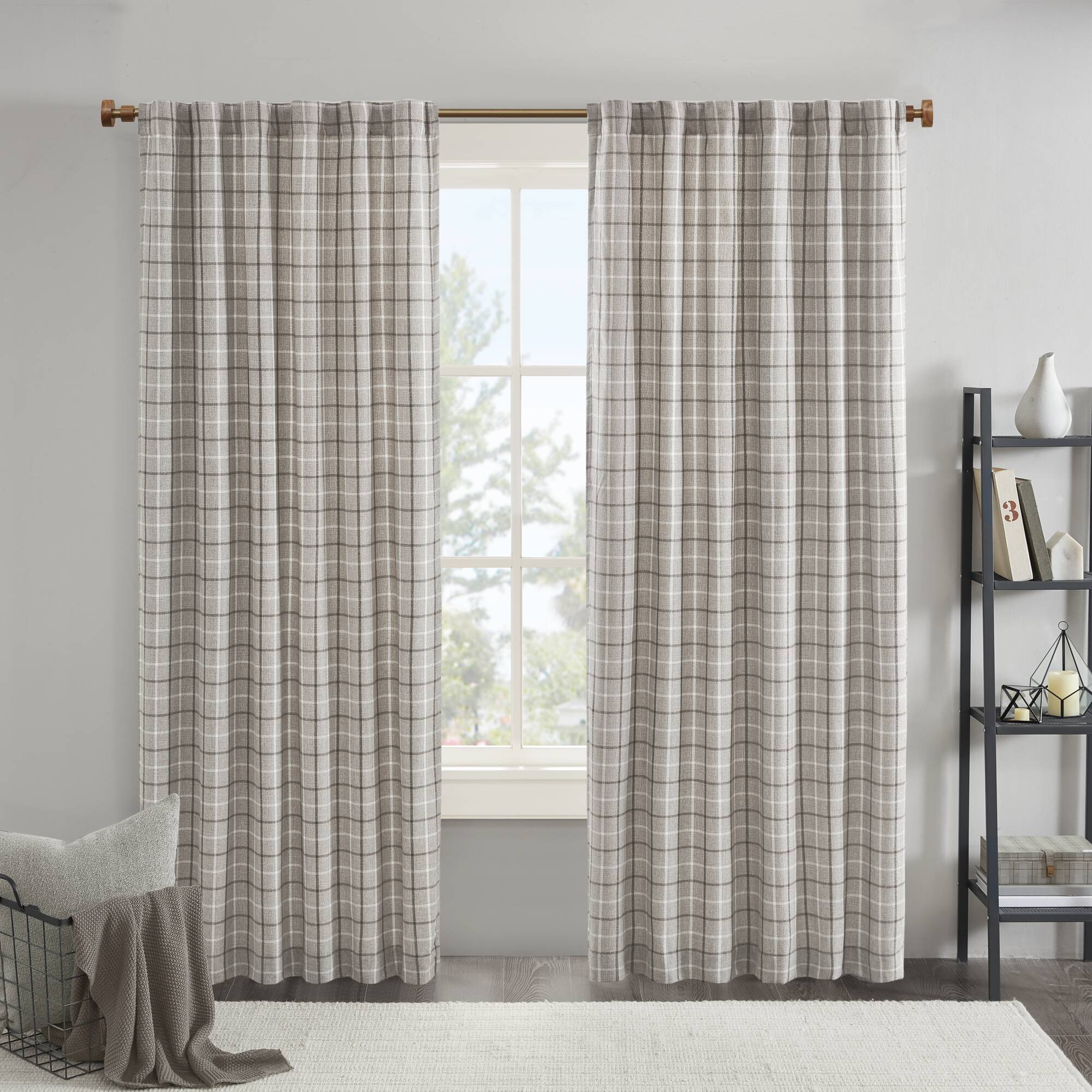 Anaheim Plaid Rod Pocket and Back Tab Curtain Panel with Fleece Lining - Image 7