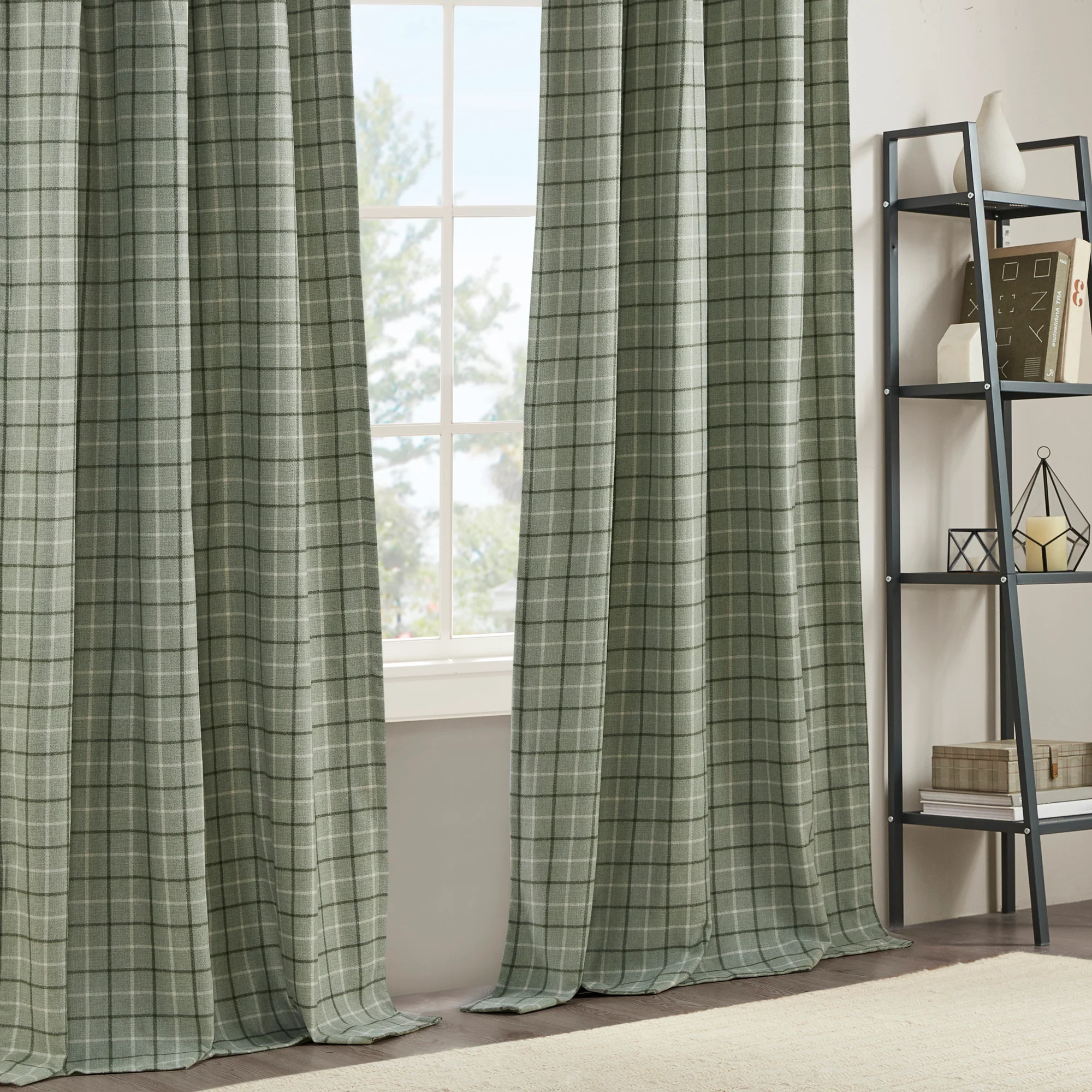 Anaheim Plaid Rod Pocket and Back Tab Curtain Panel with Fleece Lining - Image 9