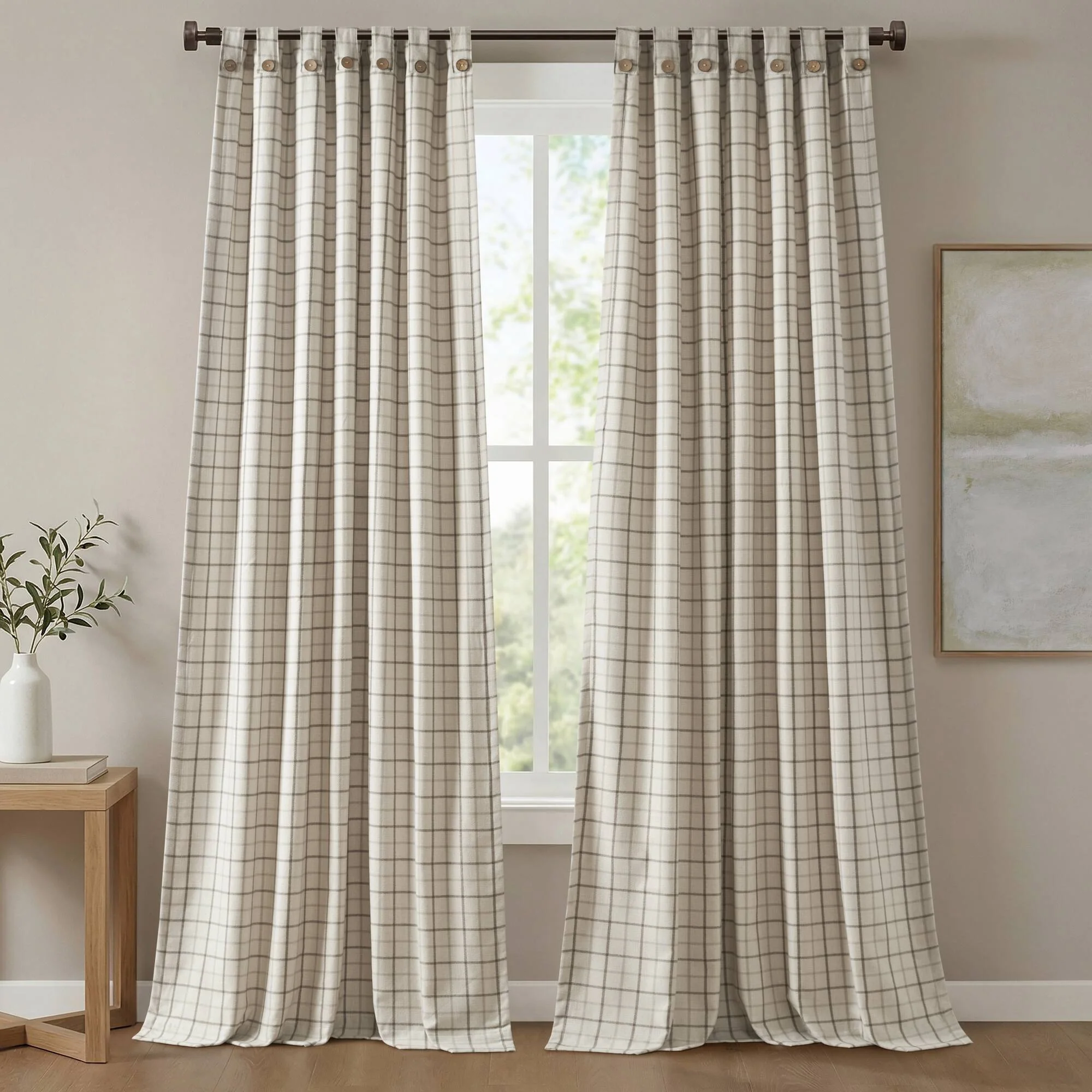 Anaheim Plaid Rod Pocket and Back Tab Curtain Panel with Fleece Lining - Image 93