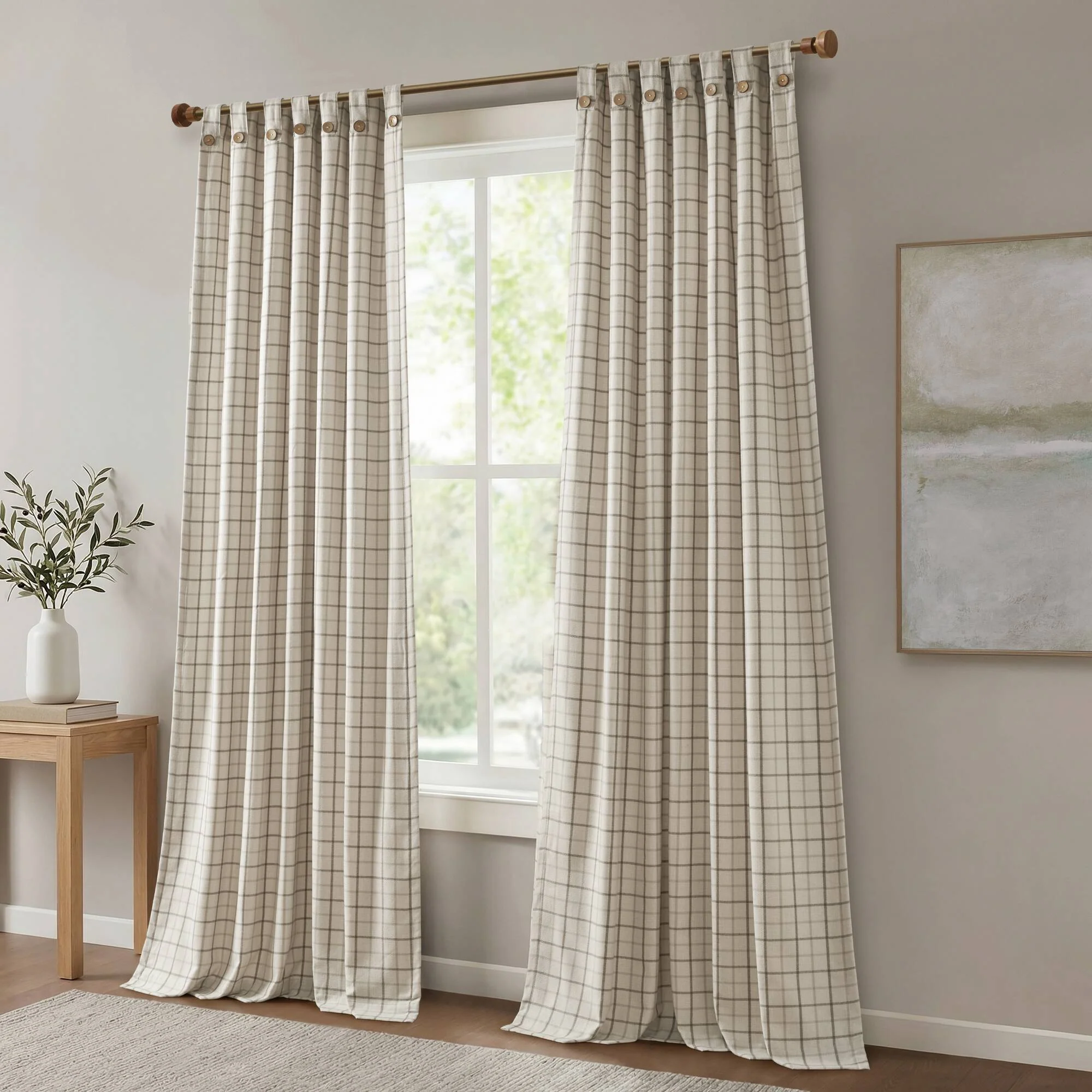 Anaheim Plaid Rod Pocket and Back Tab Curtain Panel with Fleece Lining - Image 94