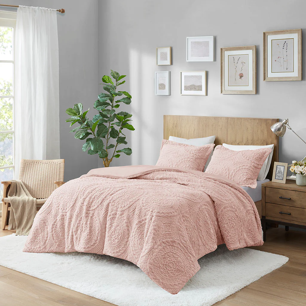 Arya Embroidered Medallion Faux Fur Ultra Plush Comforter Mini Set - Image 4
