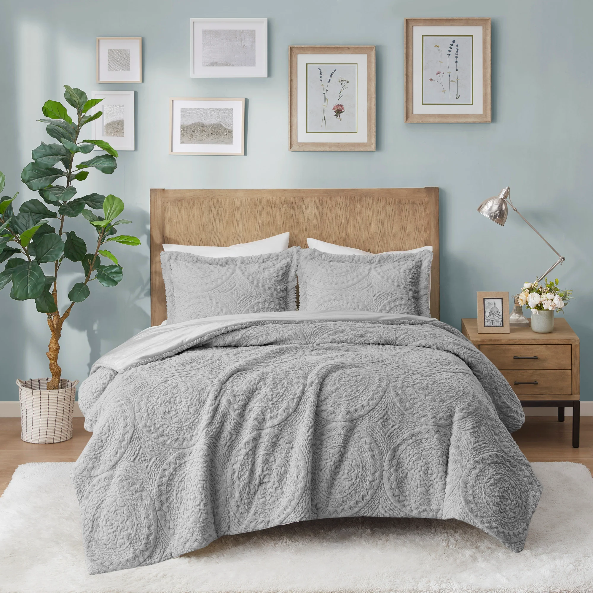 Arya Embroidered Medallion Faux Fur Ultra Plush Comforter Mini Set - Image 47