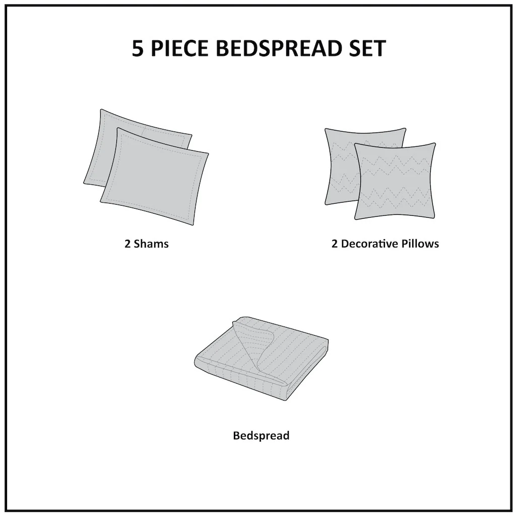 Aubrey 5-Piece Jacquard Bedspread Set with Throw Pillows - Image 68