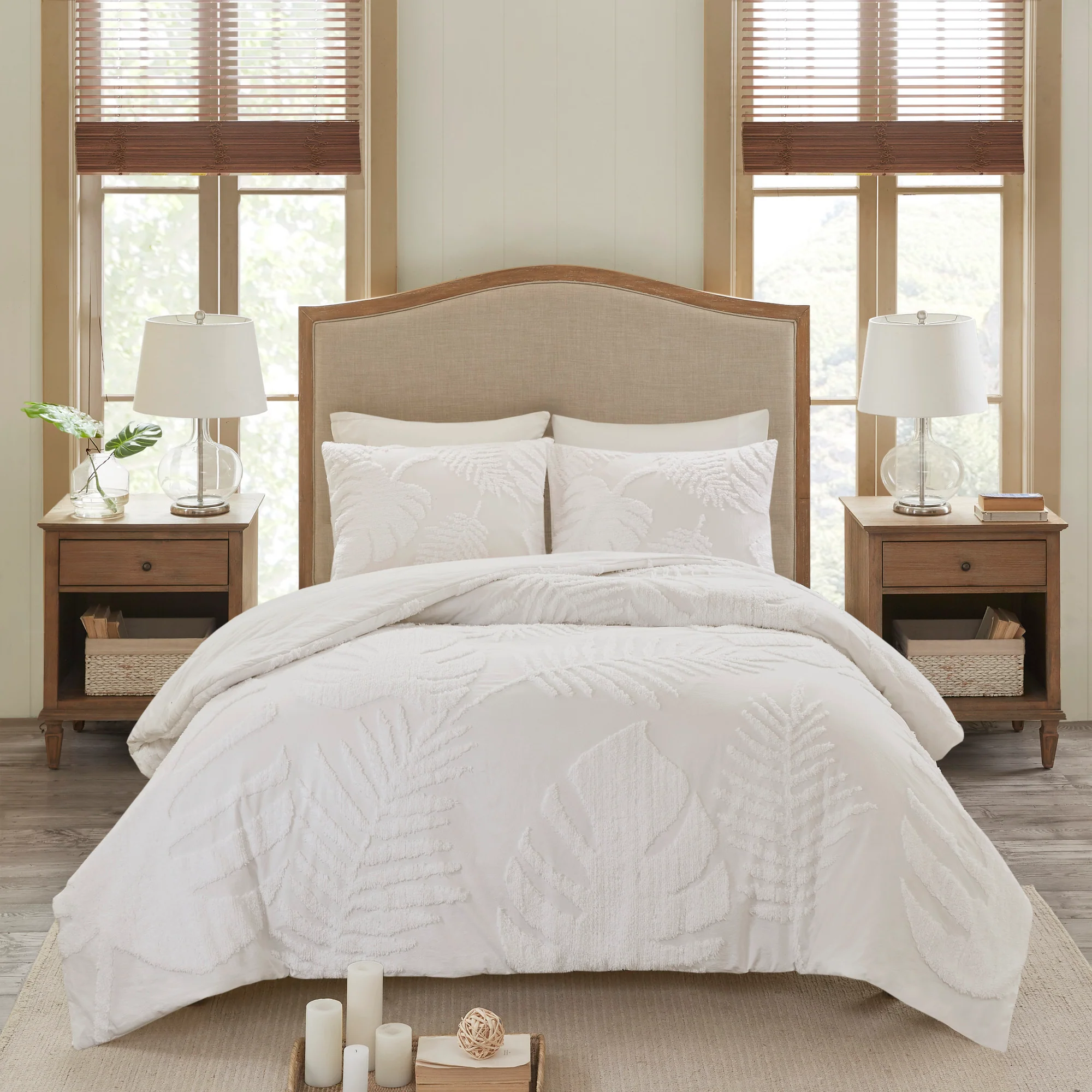 Bahari 3-Piece Tufted Cotton Chenille Palm Comforter Set - Image 2