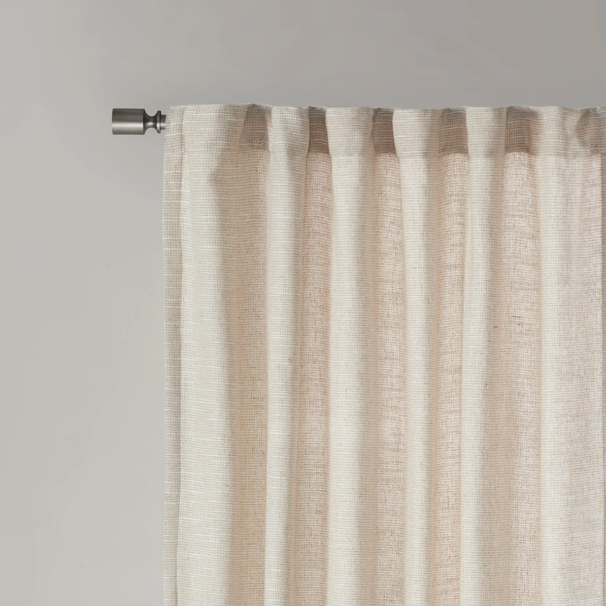 Beals Faux Linen Rod Pocket and Back Tab Fleece Lined Curtain Panel - Image 3