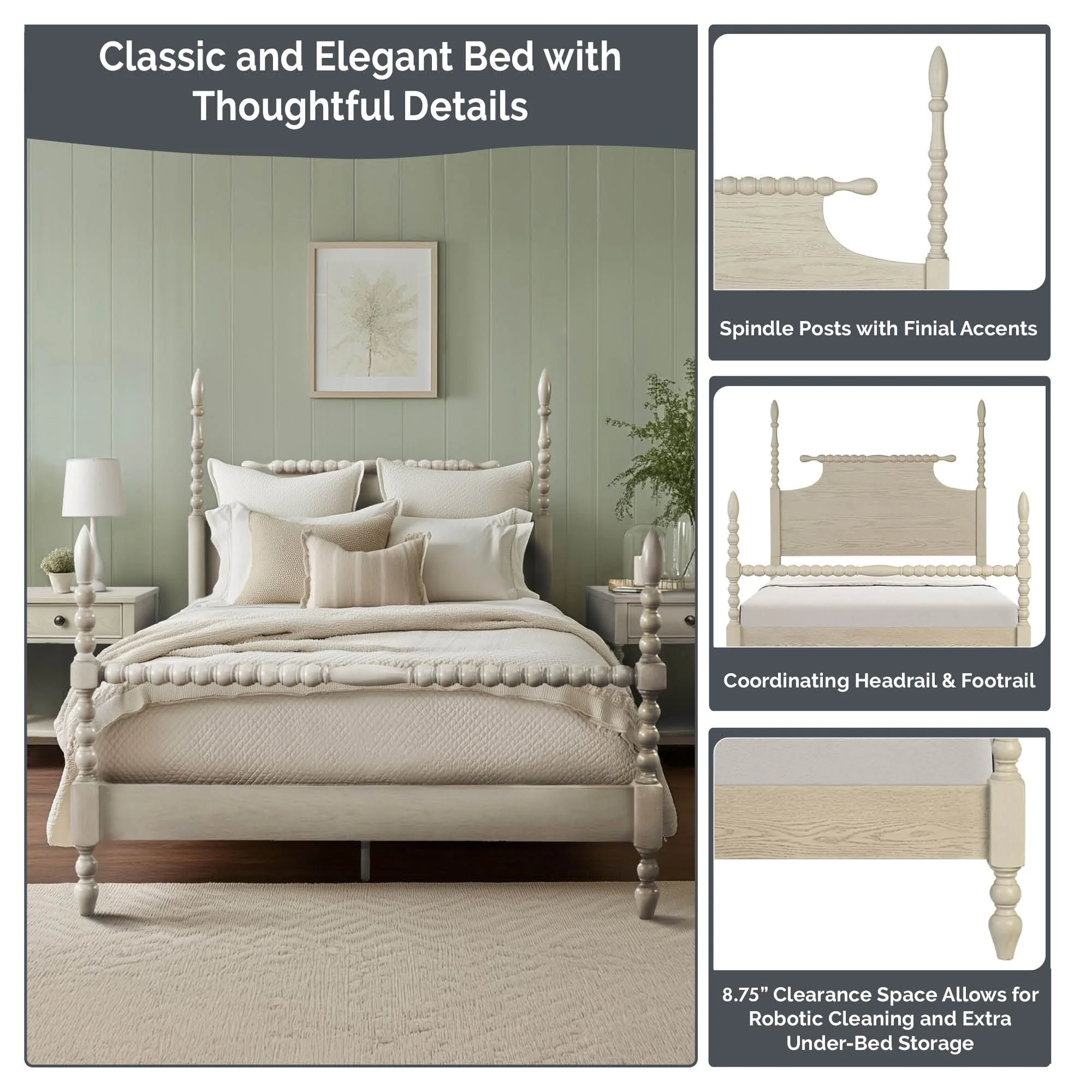 Beckett Turned Wood Spindle Bed - Image 12