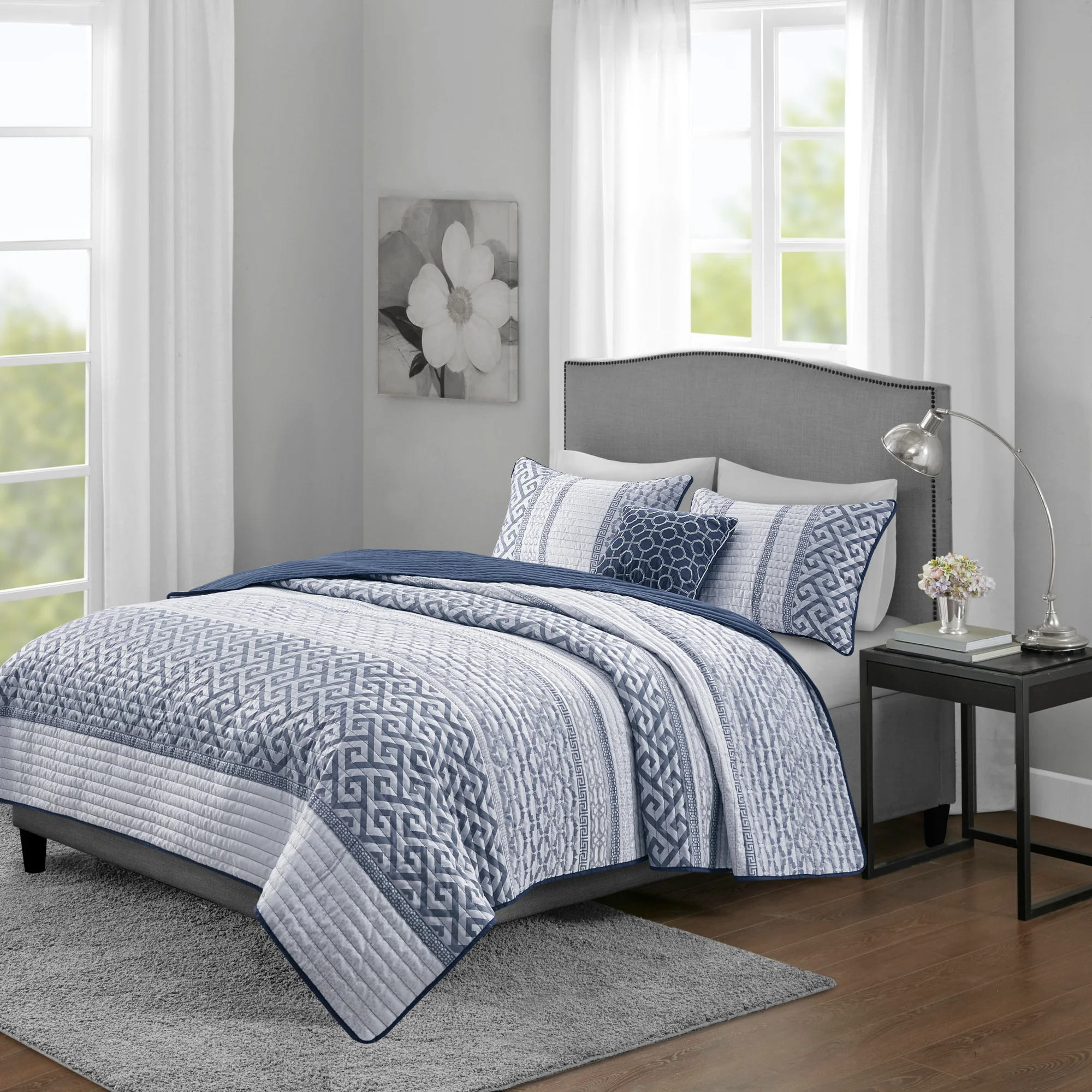 Bennett 4-Piece Jacquard Quilt Set with Throw Pillow