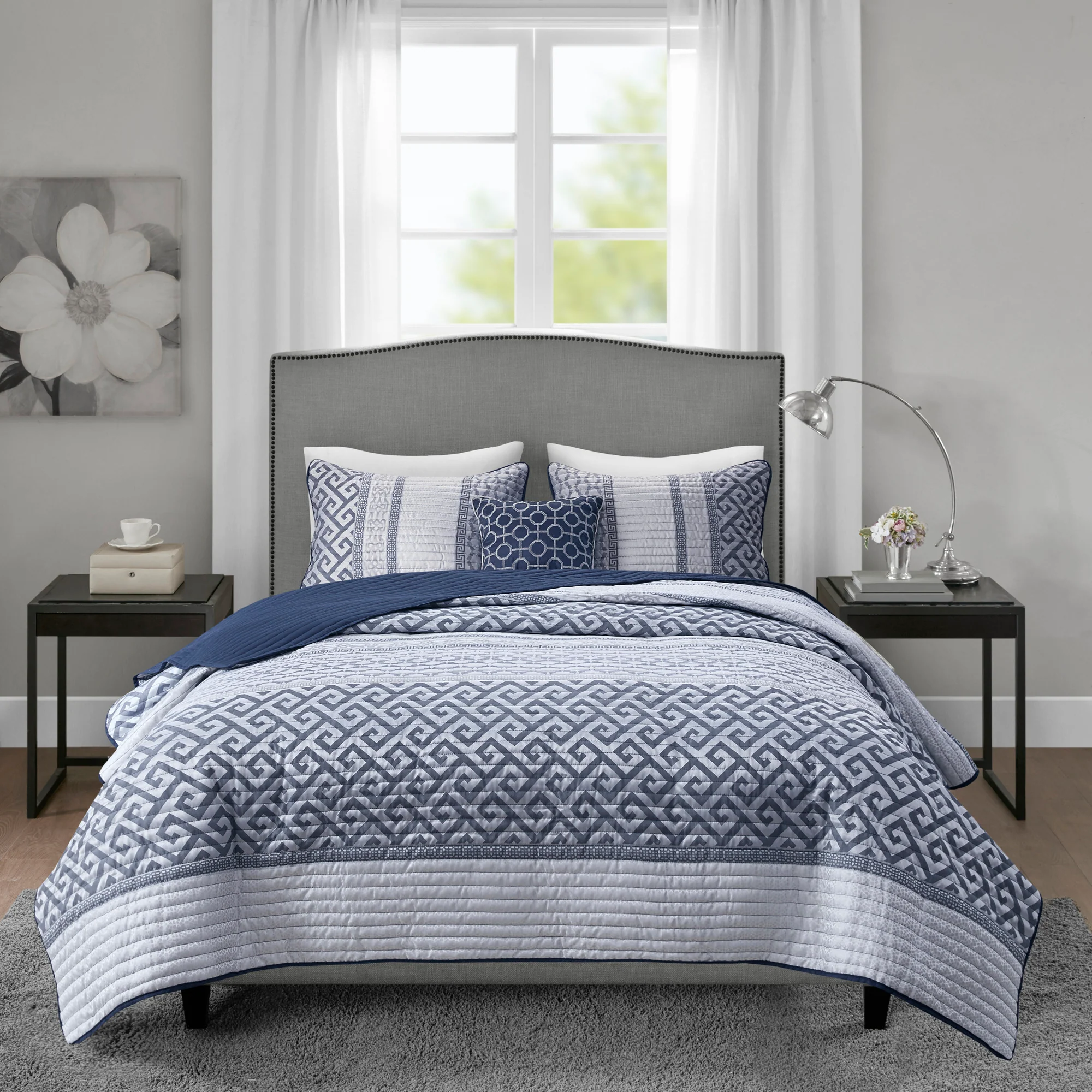 Bennett 4-Piece Jacquard Quilt Set with Throw Pillow - Image 2