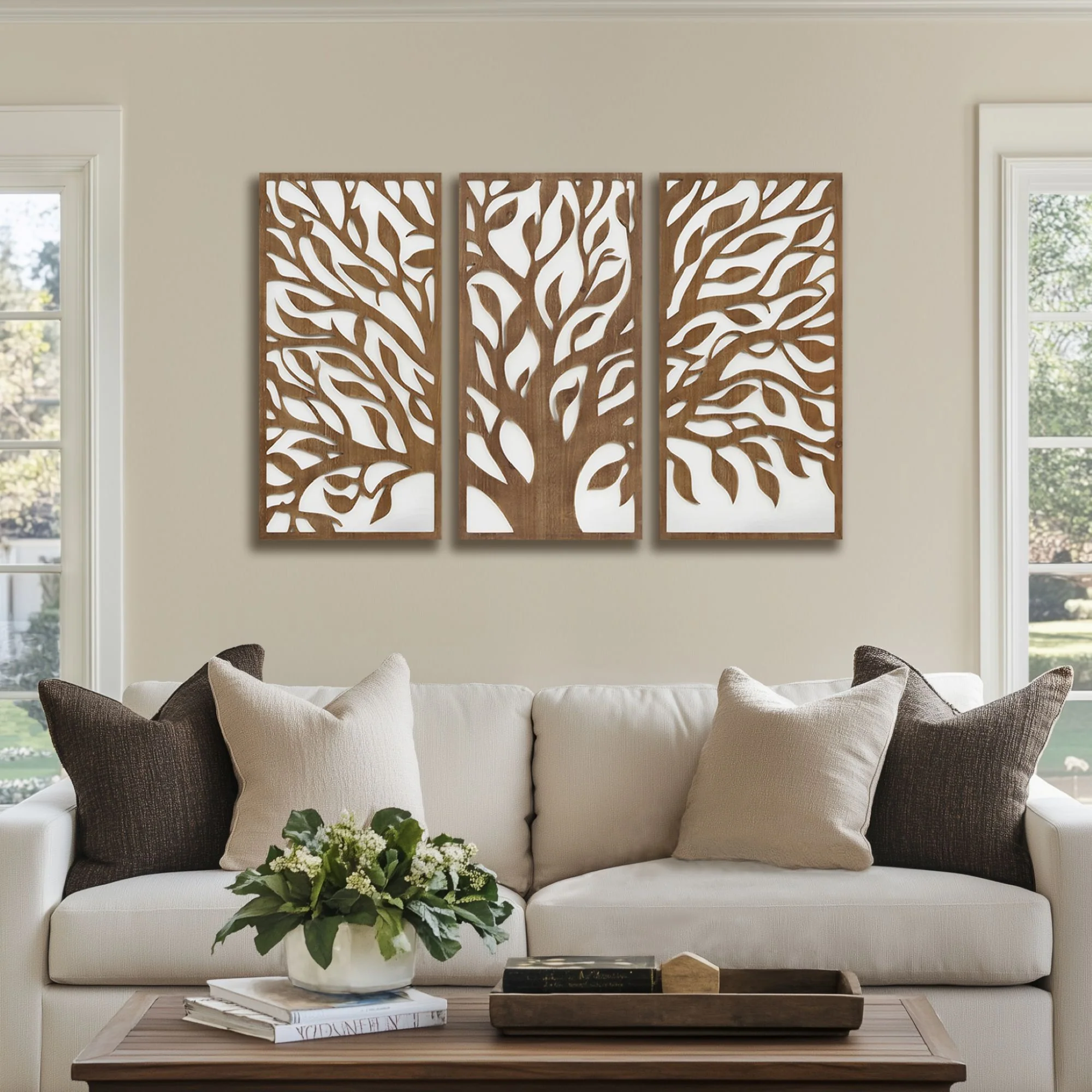 Birch Botanical Two-tone 3-Piece Wood Panel Wall Decor Set - Image 2