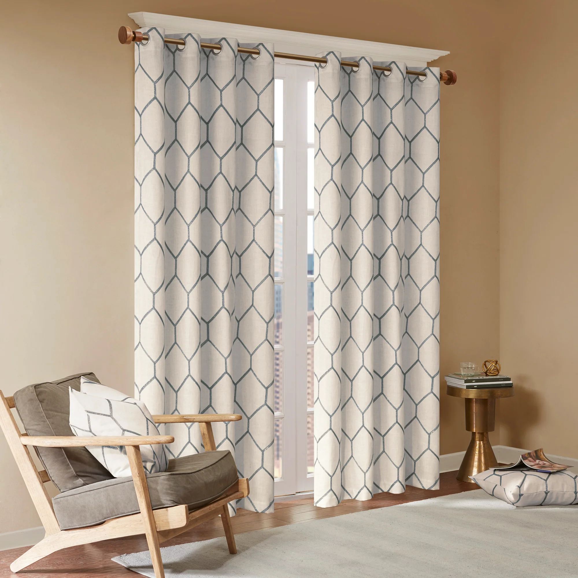 Brooklyn Metallic Geo Embroidered Curtain Panel - Image 17