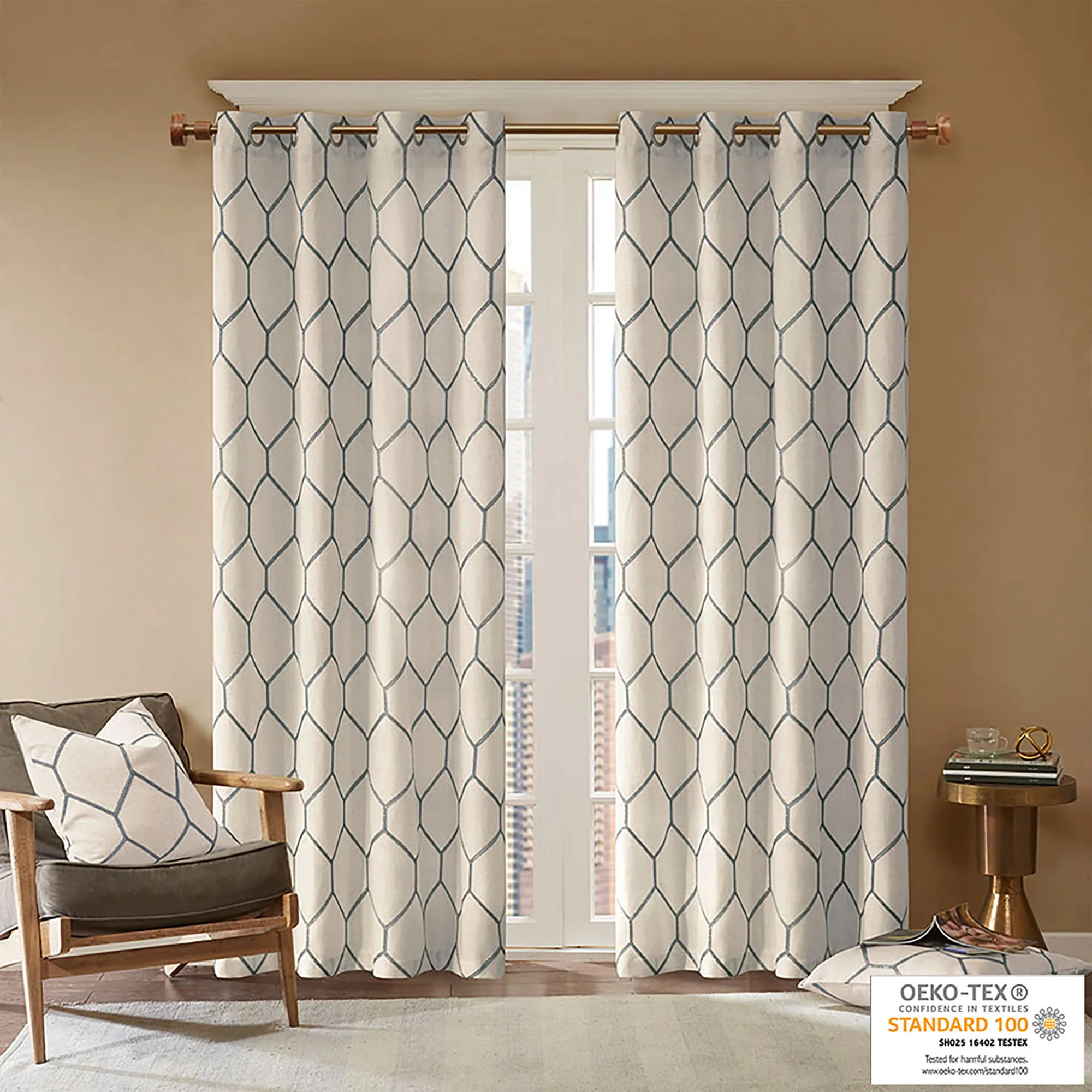 Brooklyn Metallic Geo Embroidered Curtain Panel - Image 8