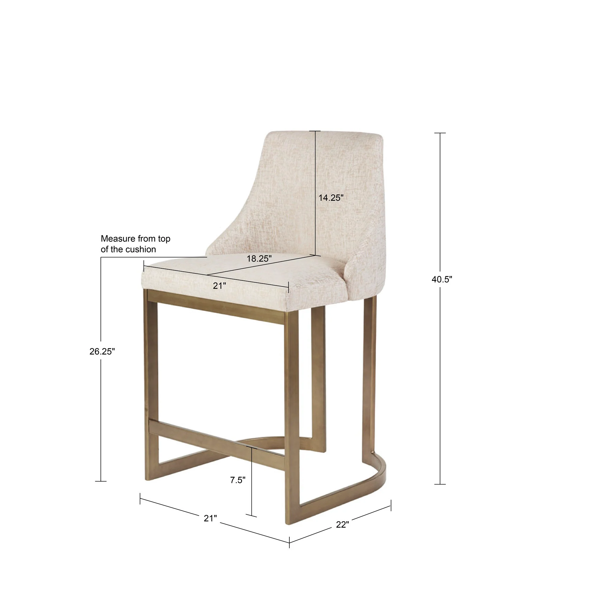Bryce 26"H Upholstered Counter Stool with Metal Base - Image 8