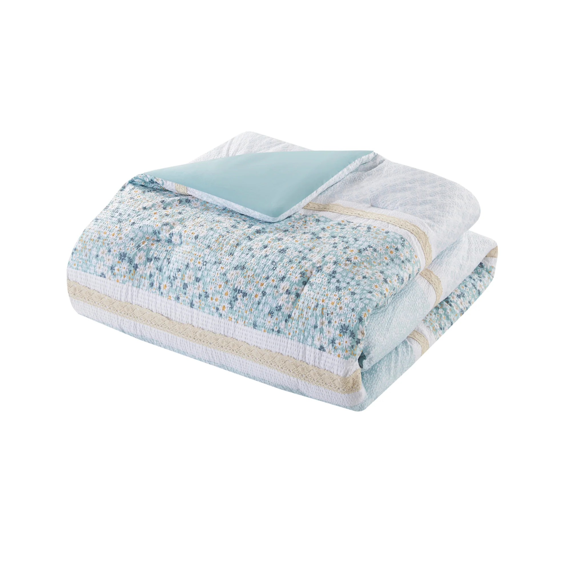 Caralie 5-Piece Seersucker Comforter Set with Throw Pillows - Image 12