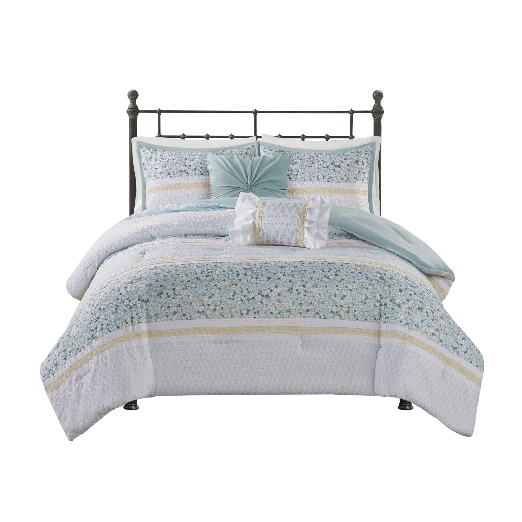 Caralie 5-Piece Seersucker Comforter Set with Throw Pillows - Image 22