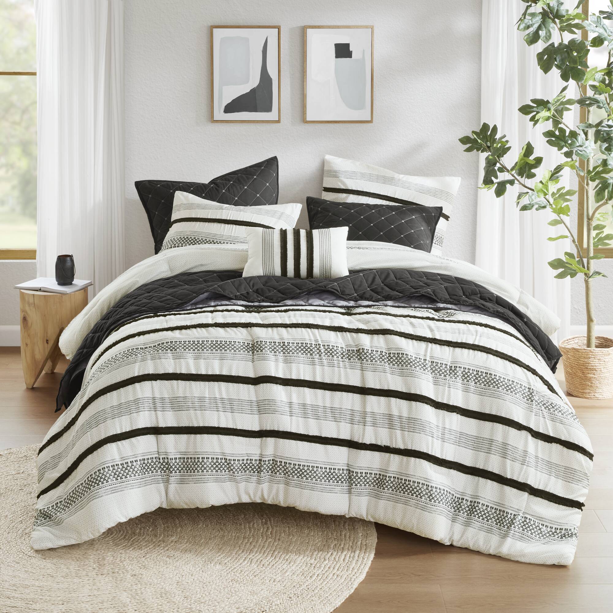 Carolina 7-Piece Stripe Comforter and Quilt Set