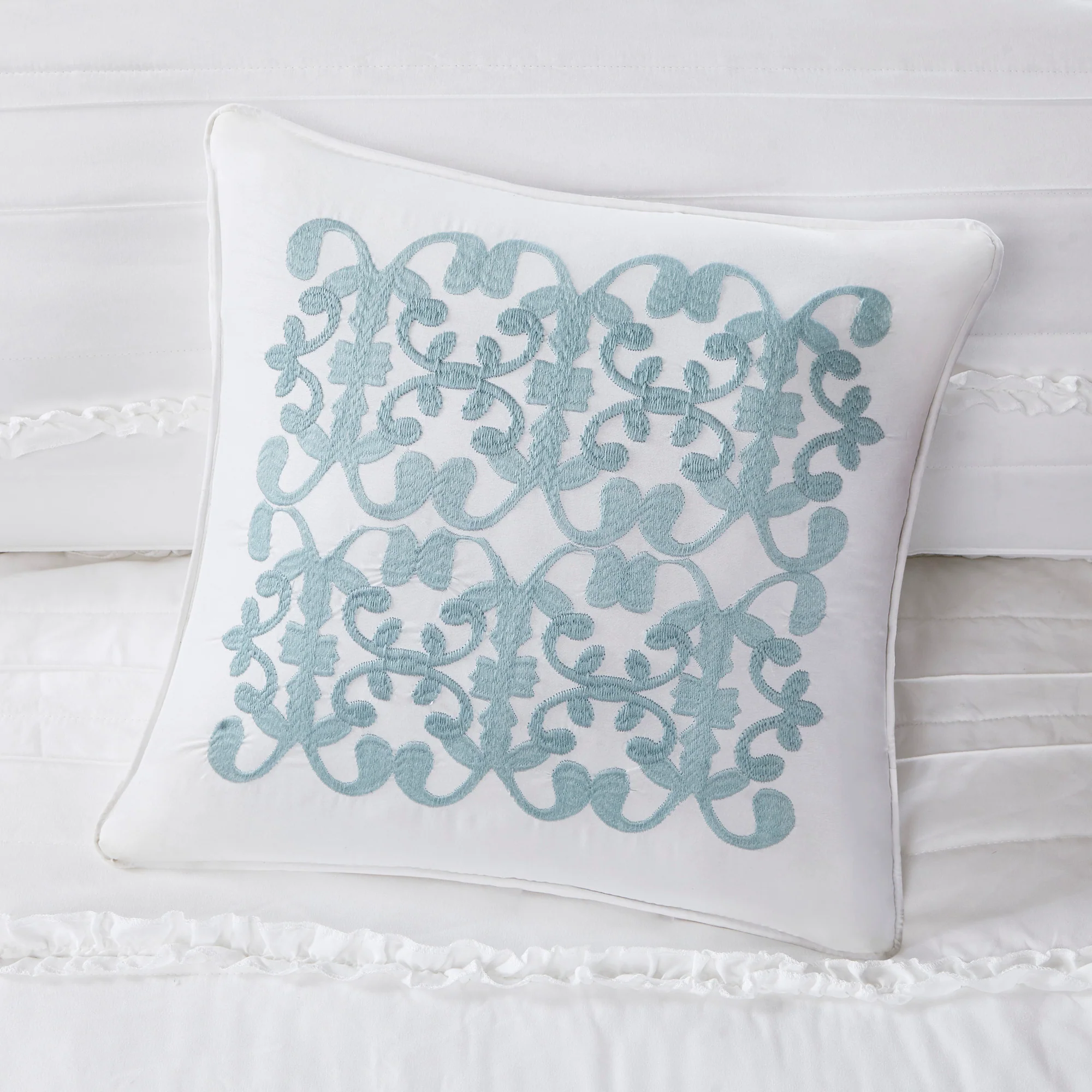 Celeste 4-Piece Microfiber Reversible Ruffle Quilt Set with Throw Pillow - Image 10