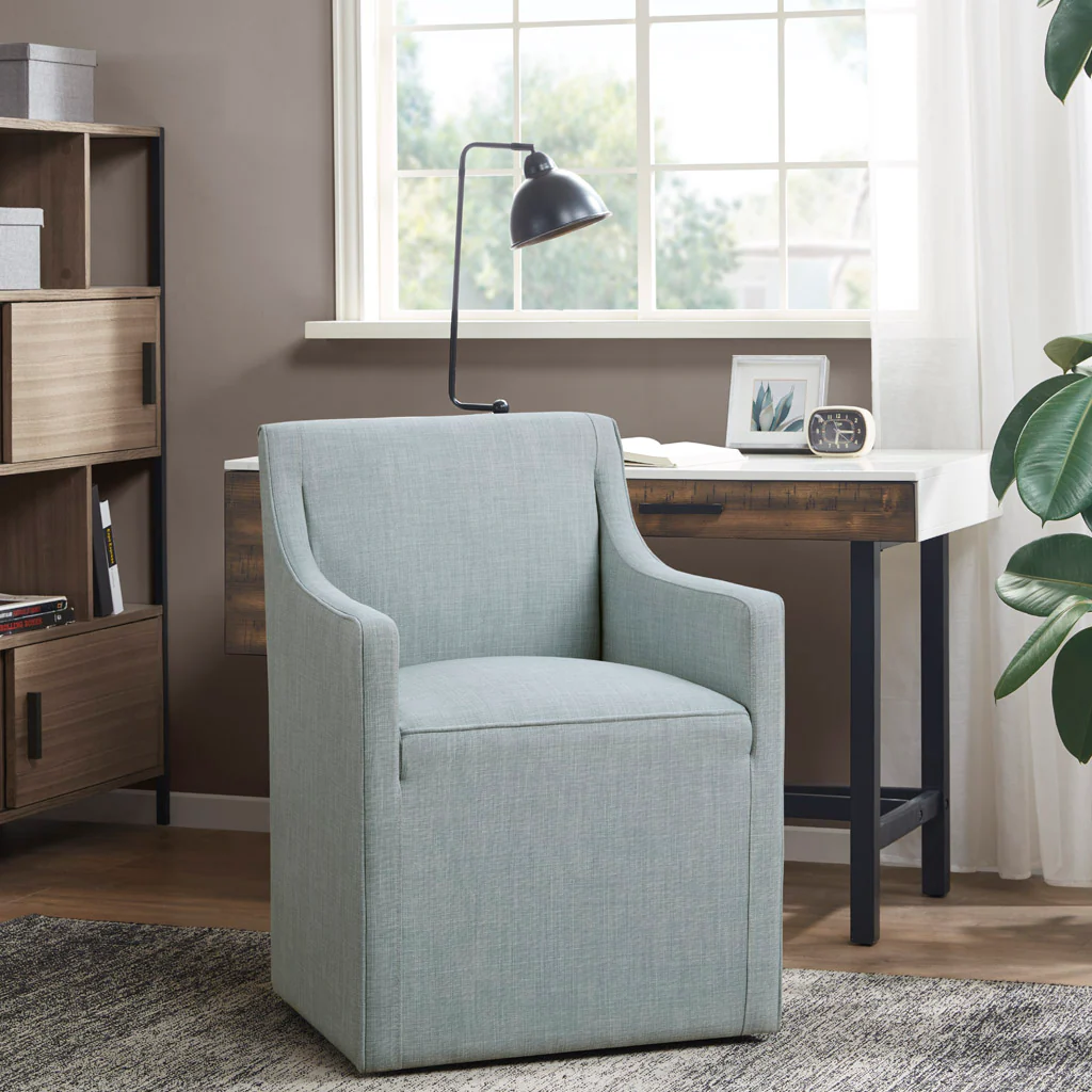 Charlotte Upholstered Dining Arm Chair with Hidden Casters - Image 10