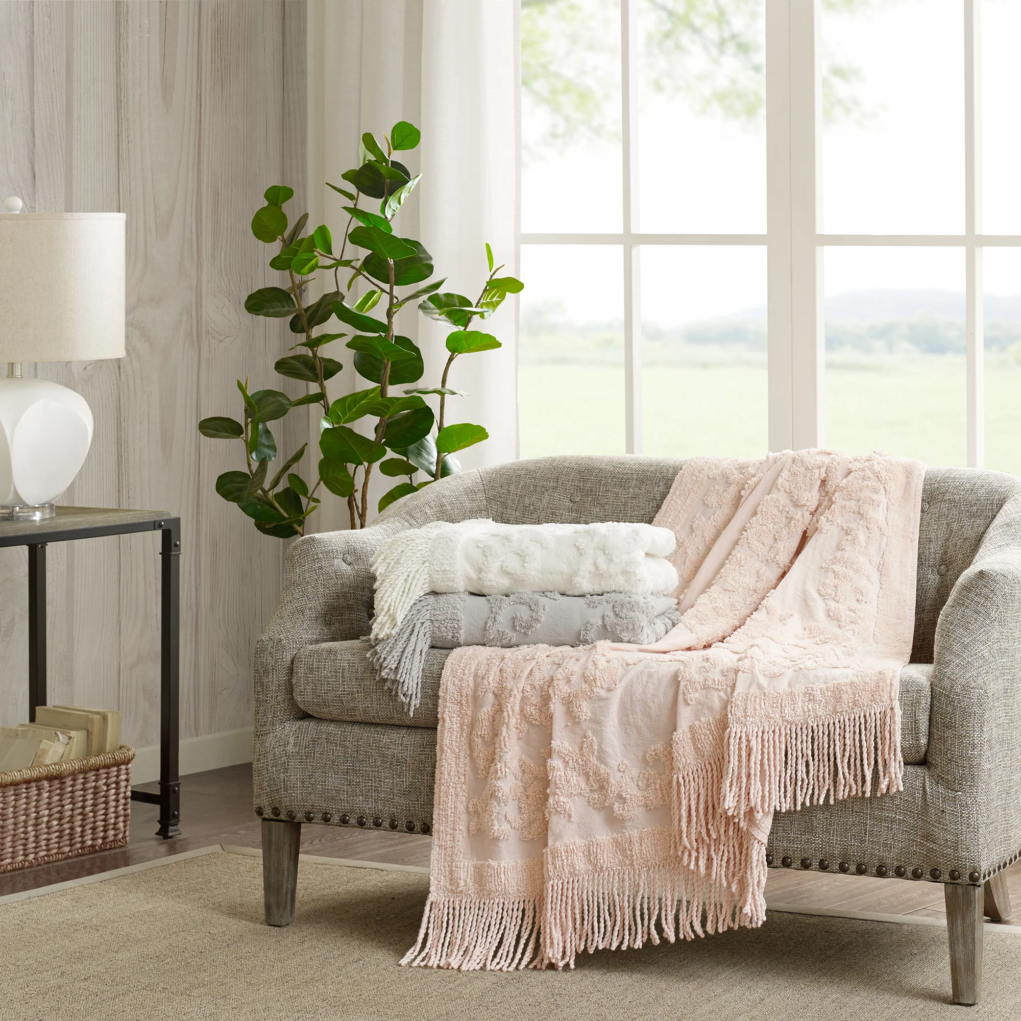 Chloe 100% Cotton Tufted Chenille Lightweight Throw With Fringe Tassel 50" x 60" - Image 13
