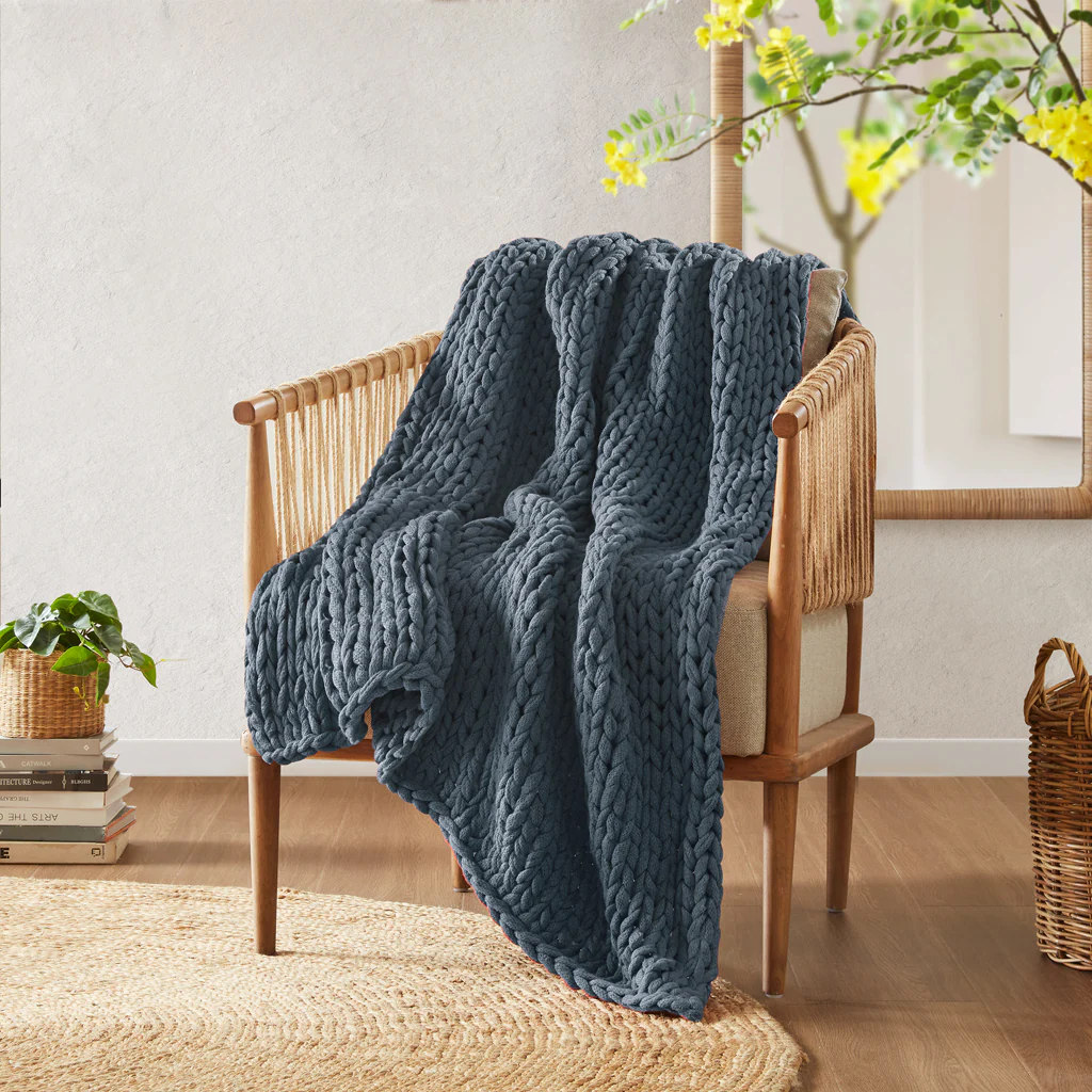 Chunky Double Knit Hand Made Throw Blanket - Image 35