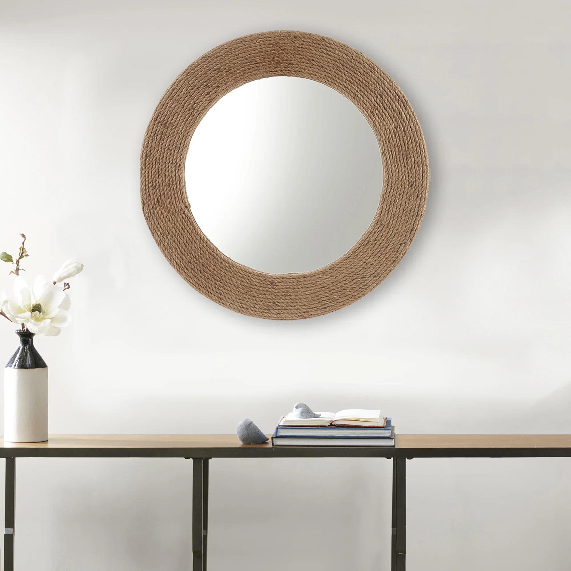 Cove Natural Jute Rope Round Wall Mirror 26" - Image 3