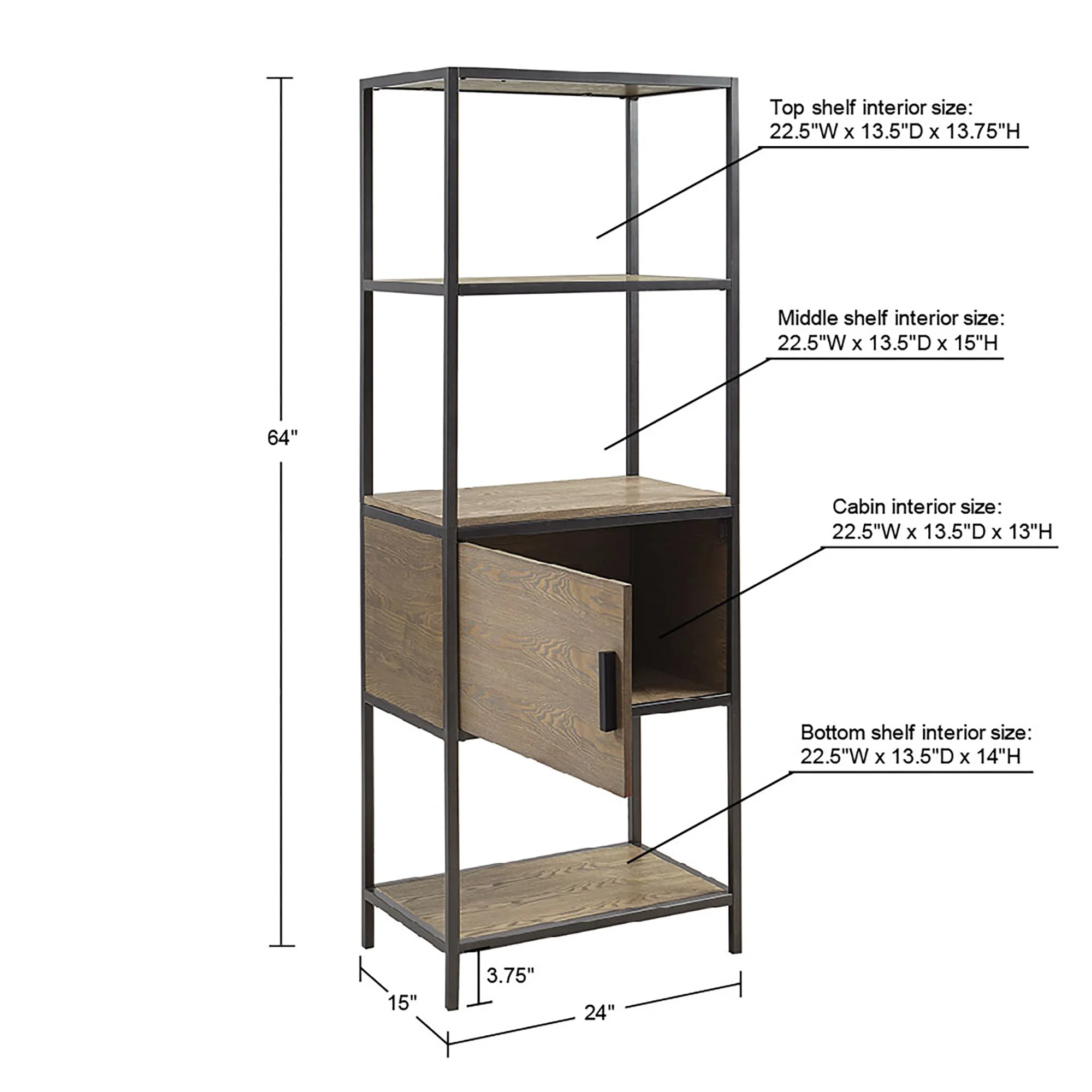 Darley 3-Shelf Bookcase with Storage Cabinet - Image 12