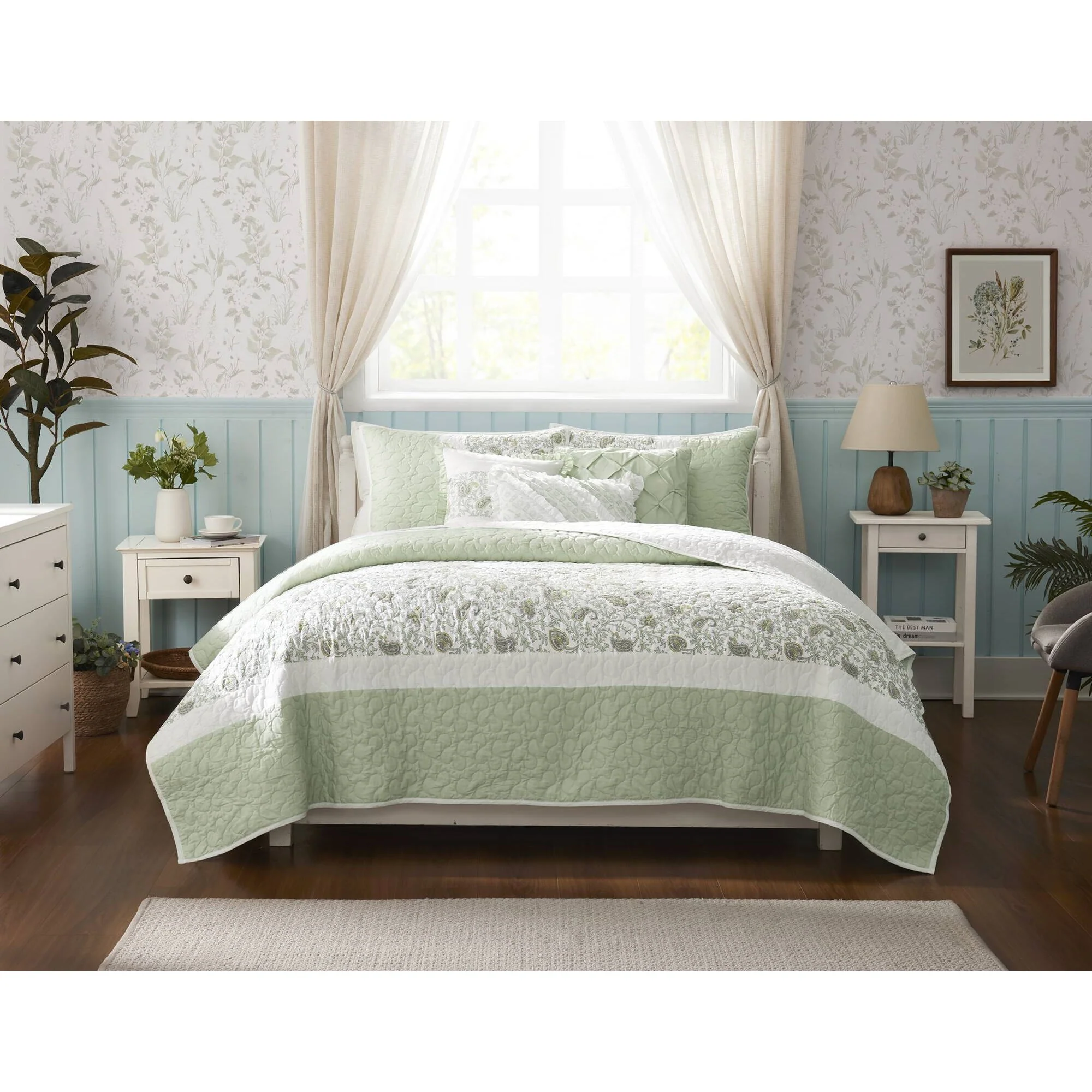 Dawn 6-Piece Cotton Percale Quilt Set with Throw Pillows - Image 25