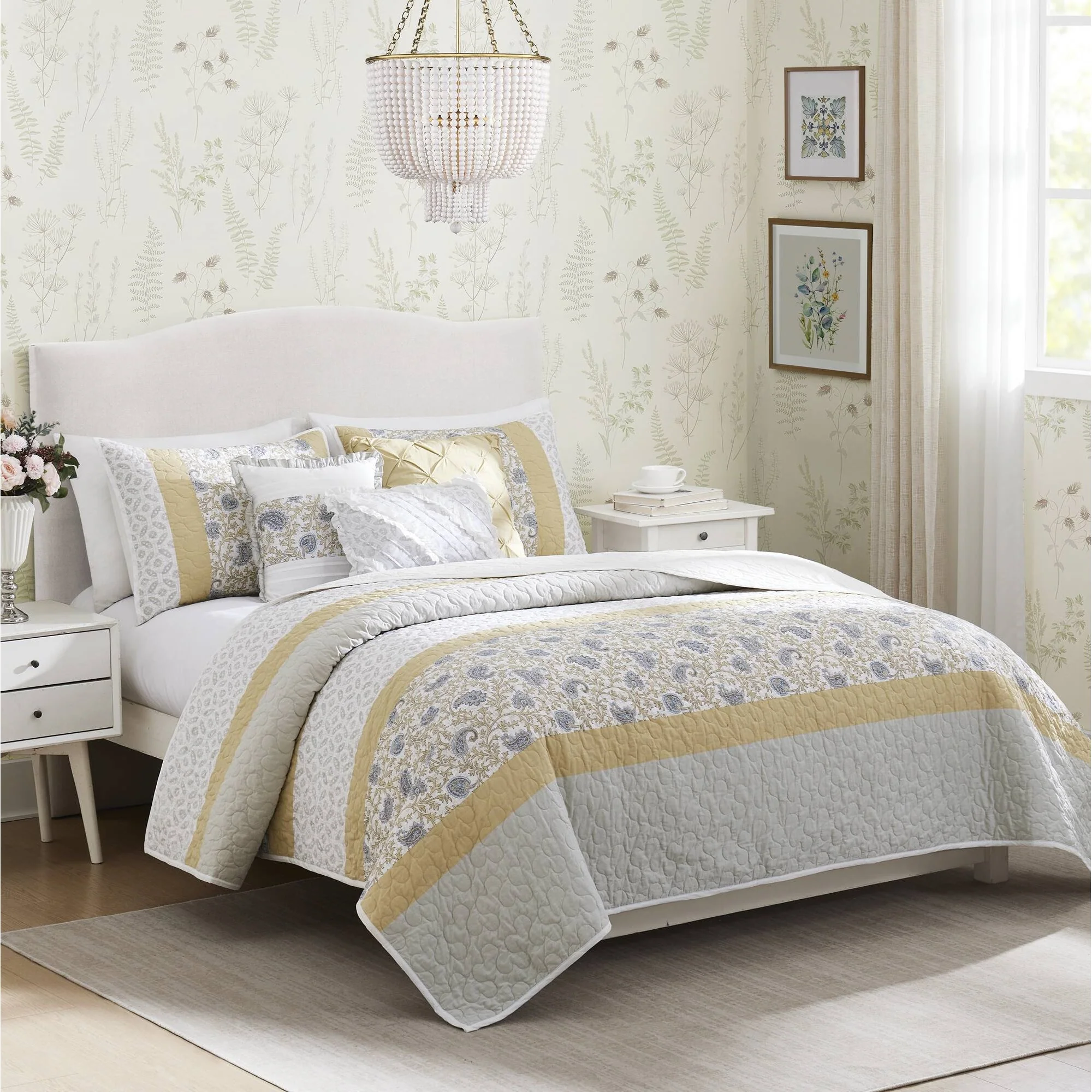 Dawn 6-Piece Cotton Percale Quilt Set with Throw Pillows - Image 62