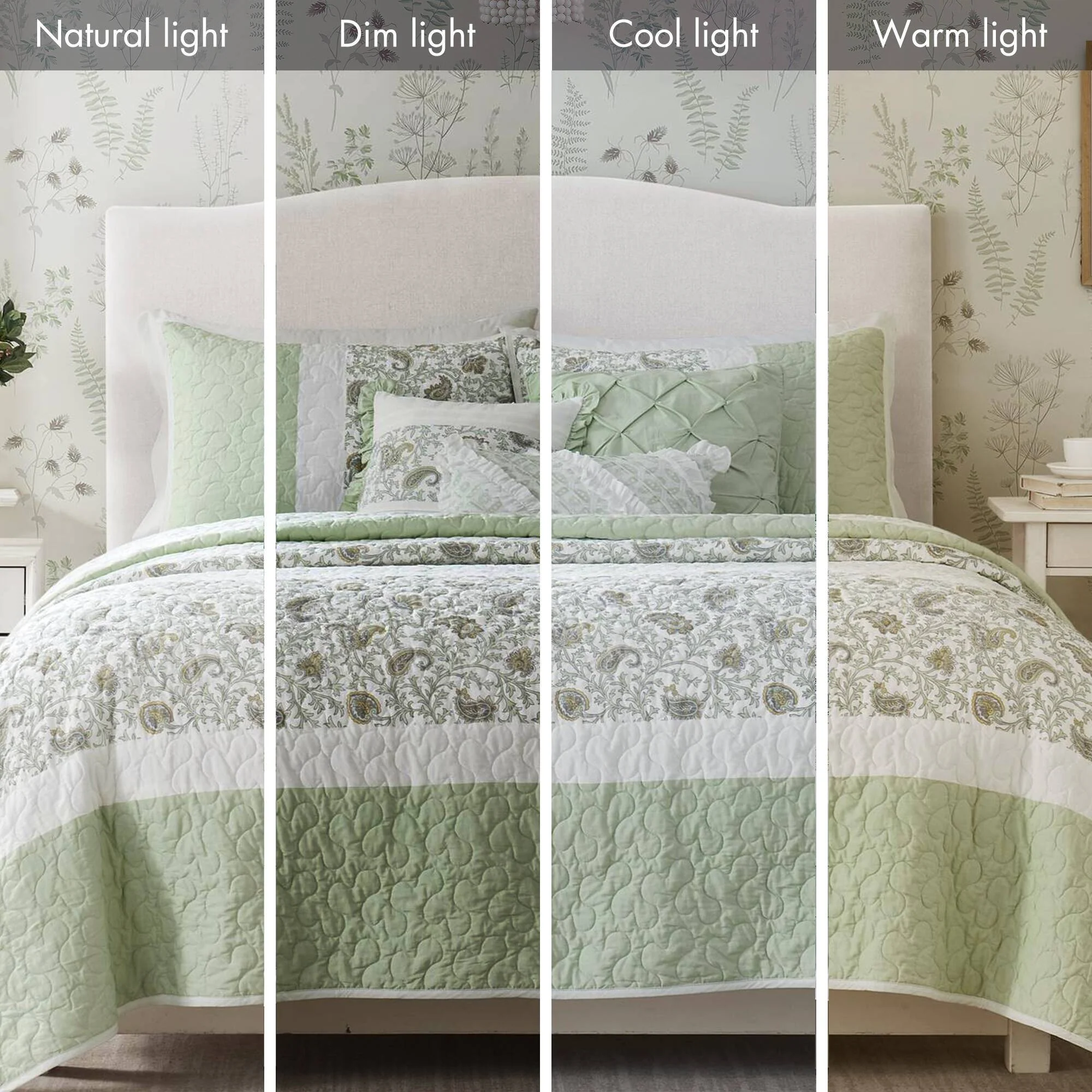 Dawn 6-Piece Cotton Percale Quilt Set with Throw Pillows - Image 91
