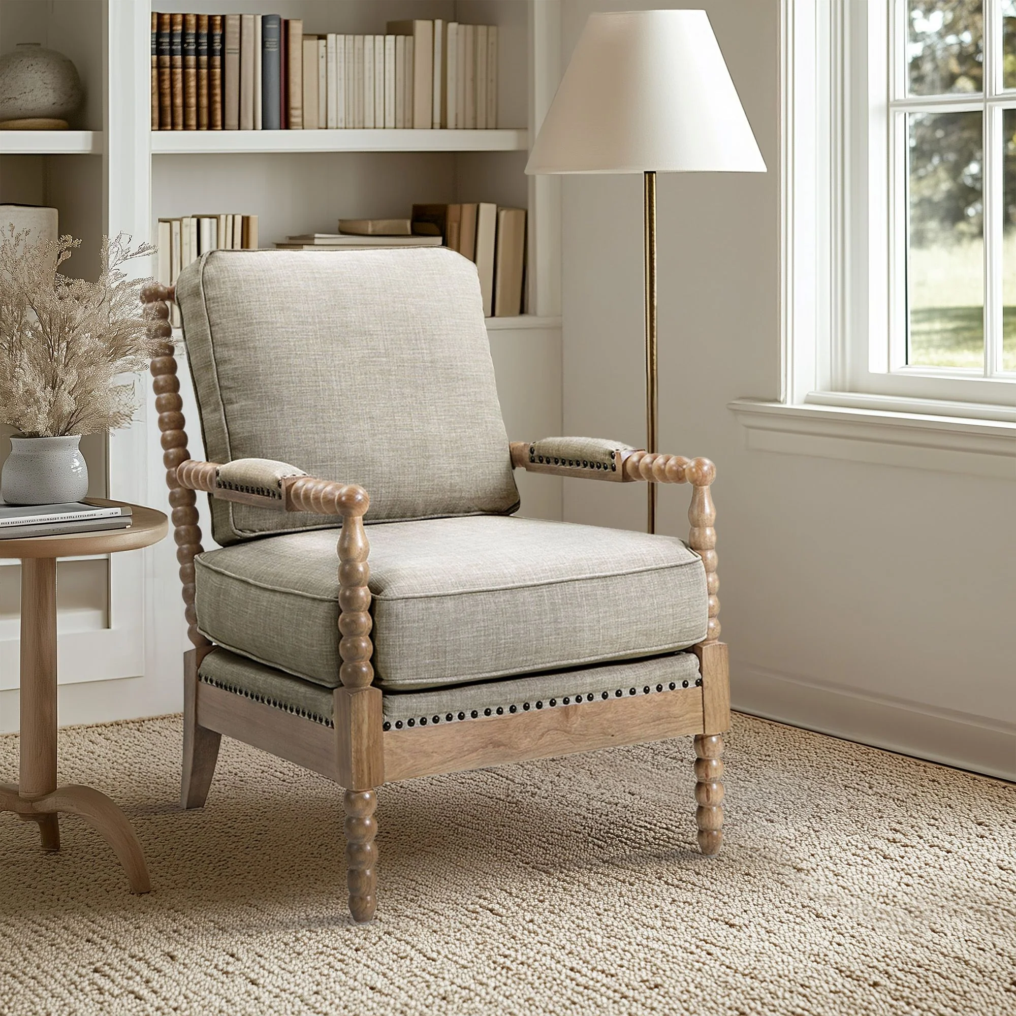 Donohue Turned Wood Frame Armchair - Image 11
