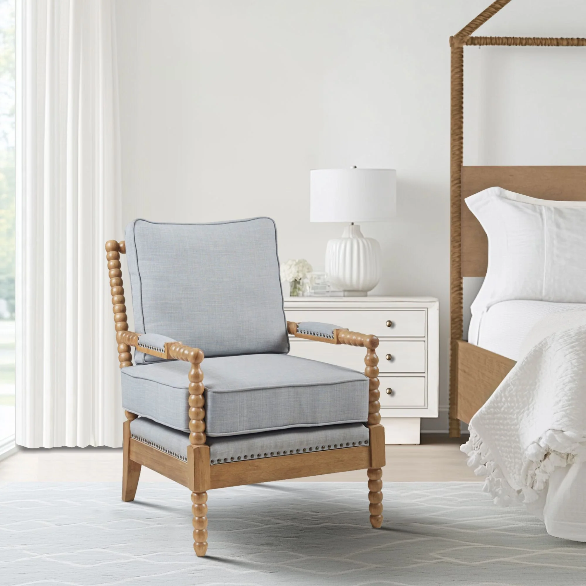 Donohue Turned Wood Frame Armchair - Image 12