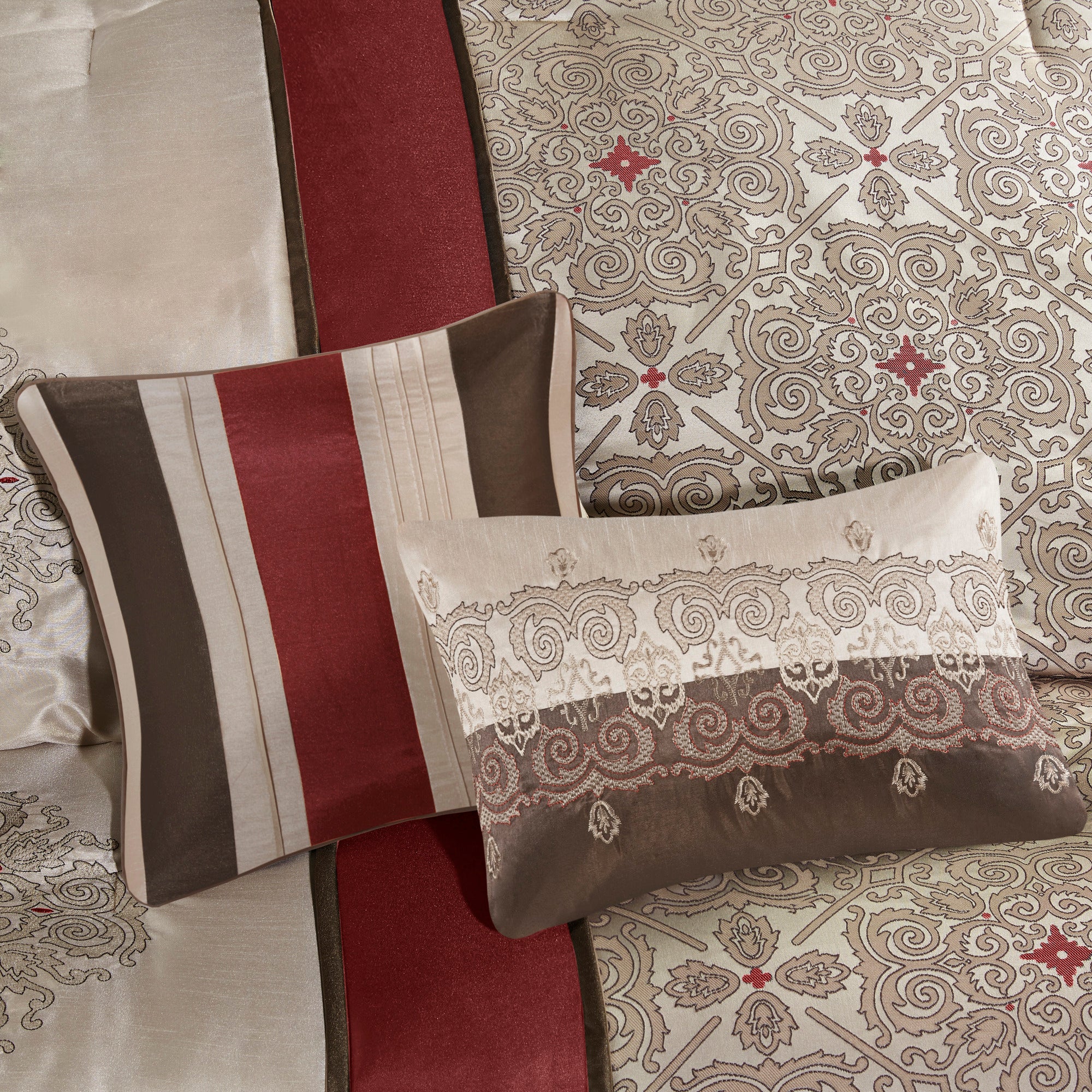 Donovan 7-Piece Jacquard Comforter Set with Throw Pillows - Image 25