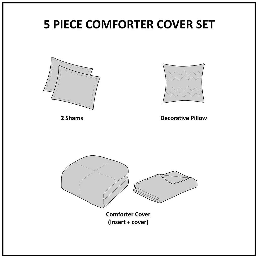 Dover 5-Piece Organic Cotton Oversized Comforter Cover Set w/removable insert - Image 15