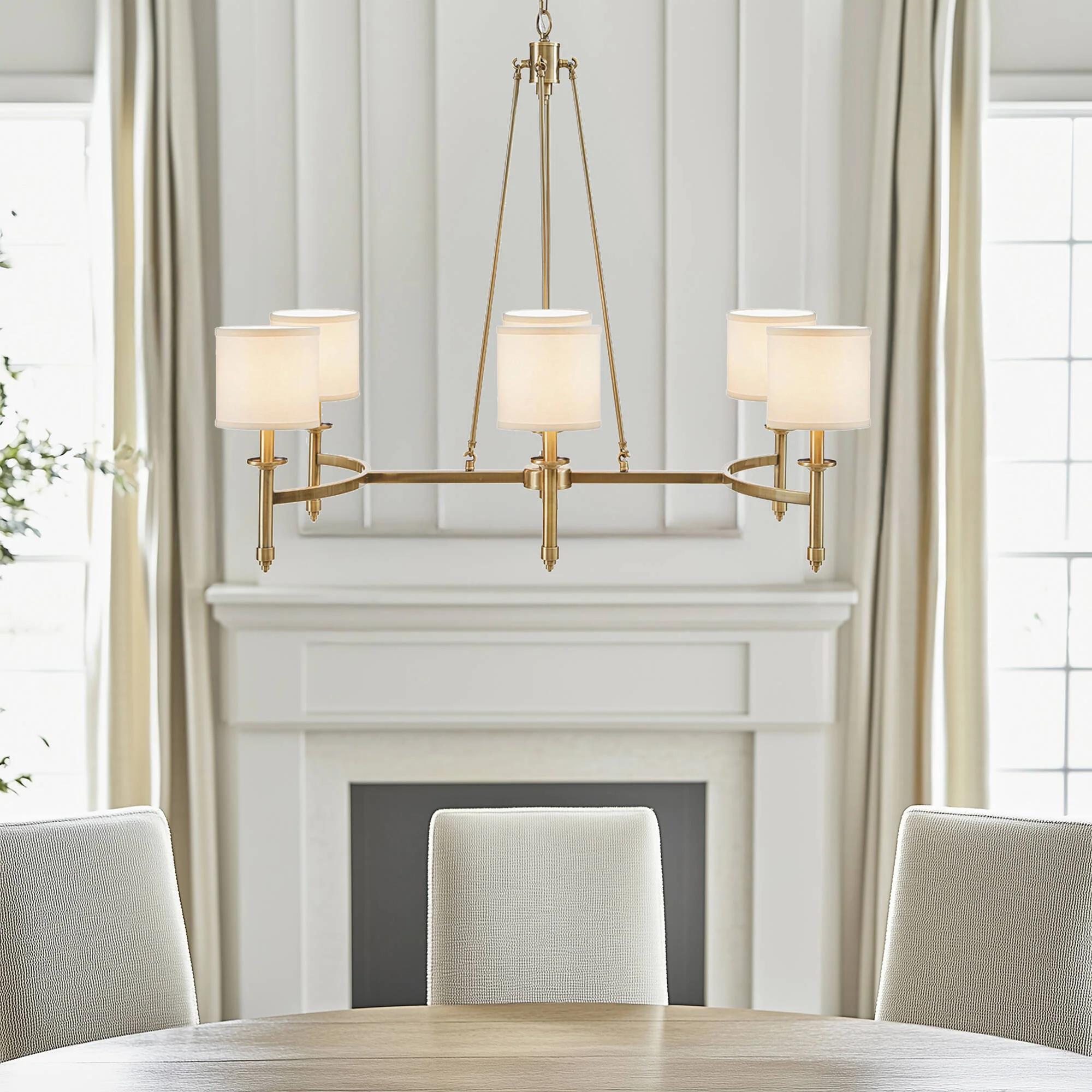 Elegenza 6-light Chandelier with Fabric Drum Shades - Image 6